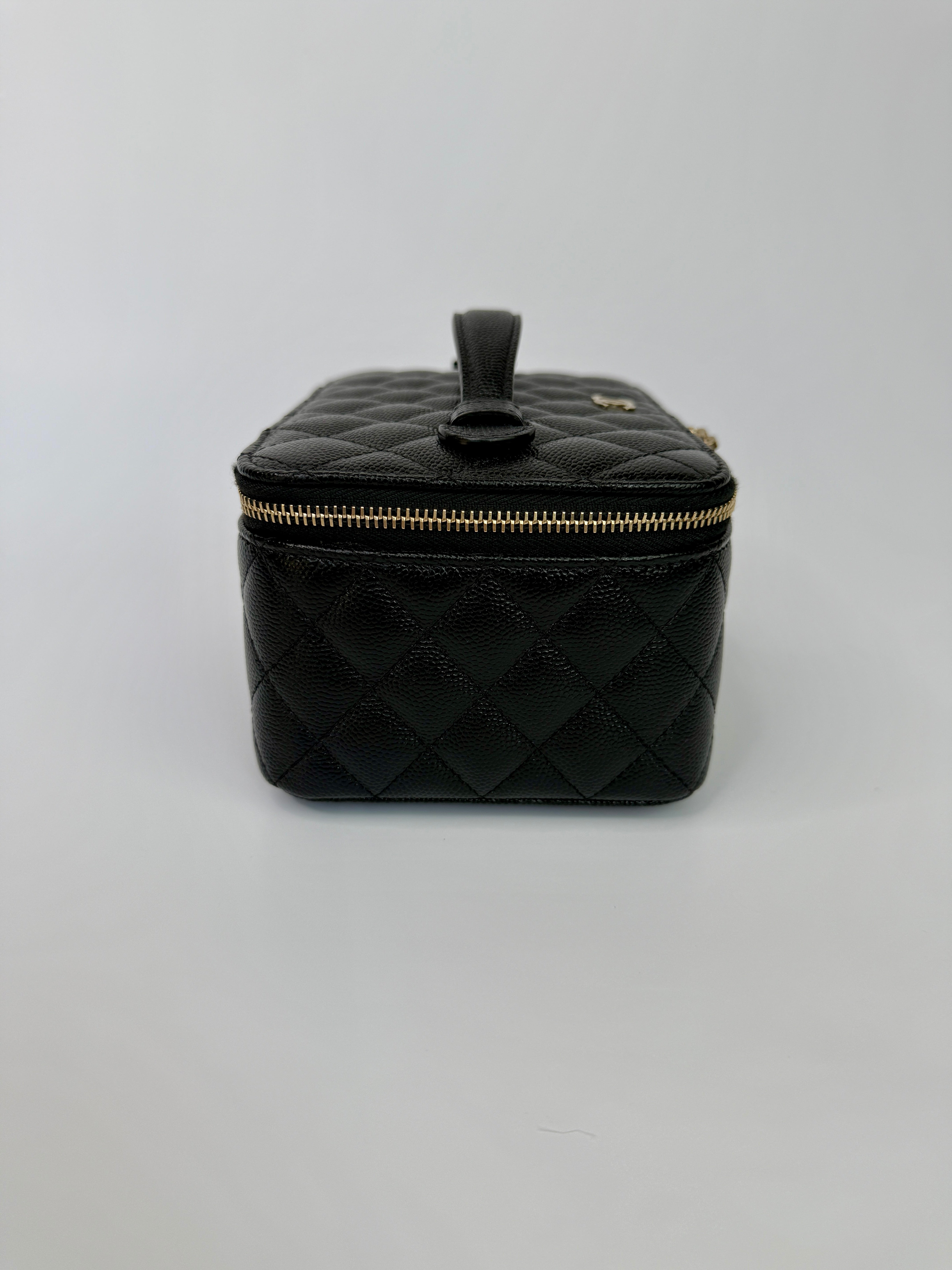 Chanel Vanity Case In Black Caviar Leather With Gold Hardware
Pre Loved & Authentic