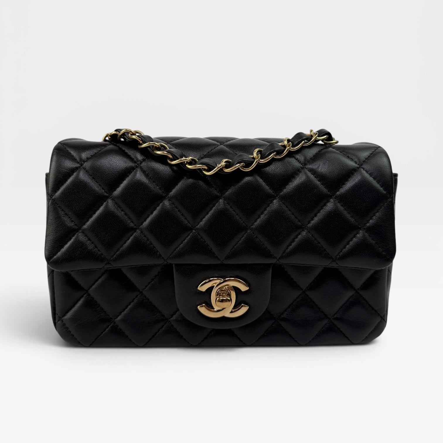 Chanel Mini Rectangle In Black Lambskin With GHW