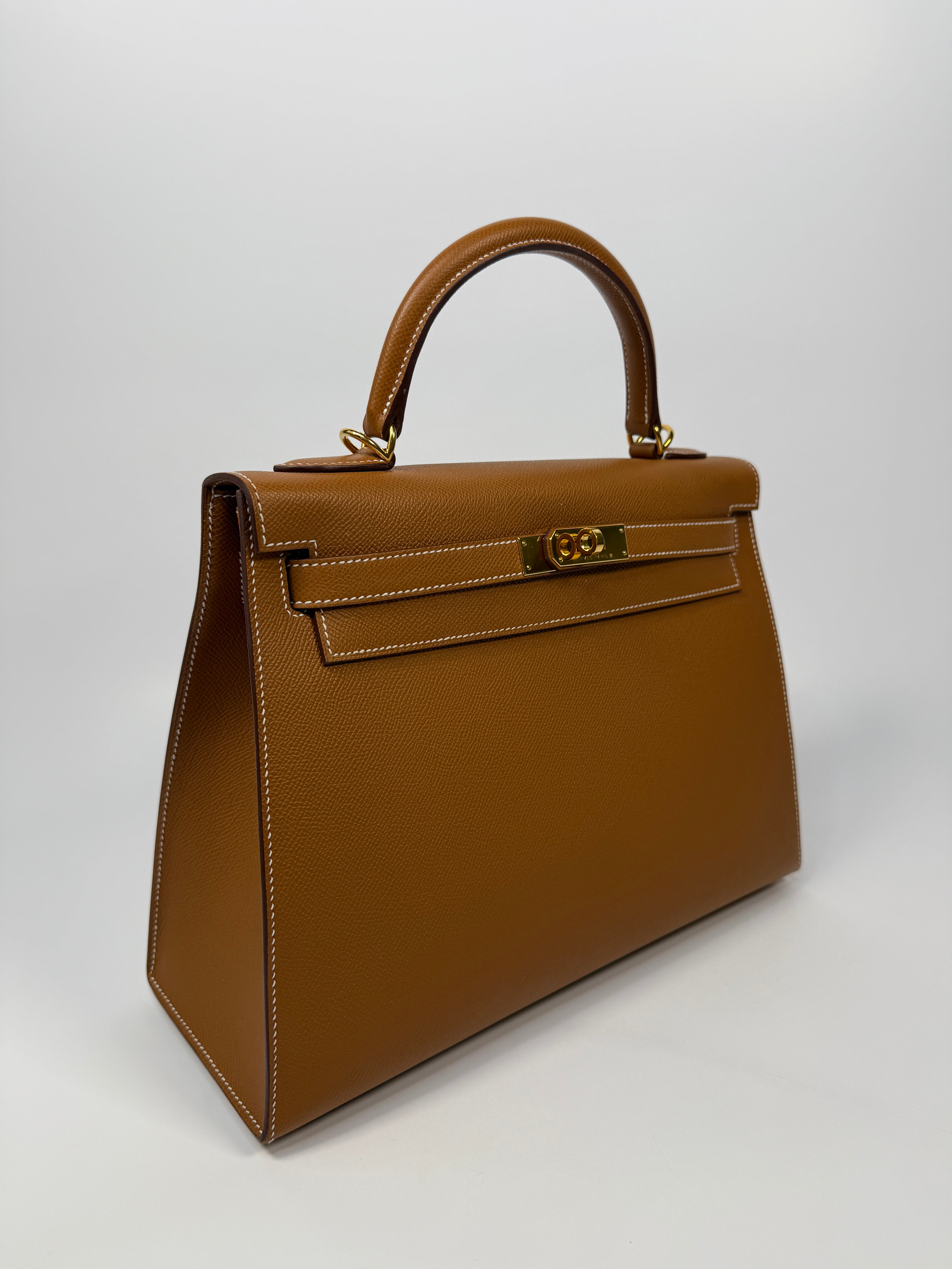 Authentic Pre Loved Hermès Kelly 32 Gold Sellier Epsom Leather With Gold Hardware Excellent Condition