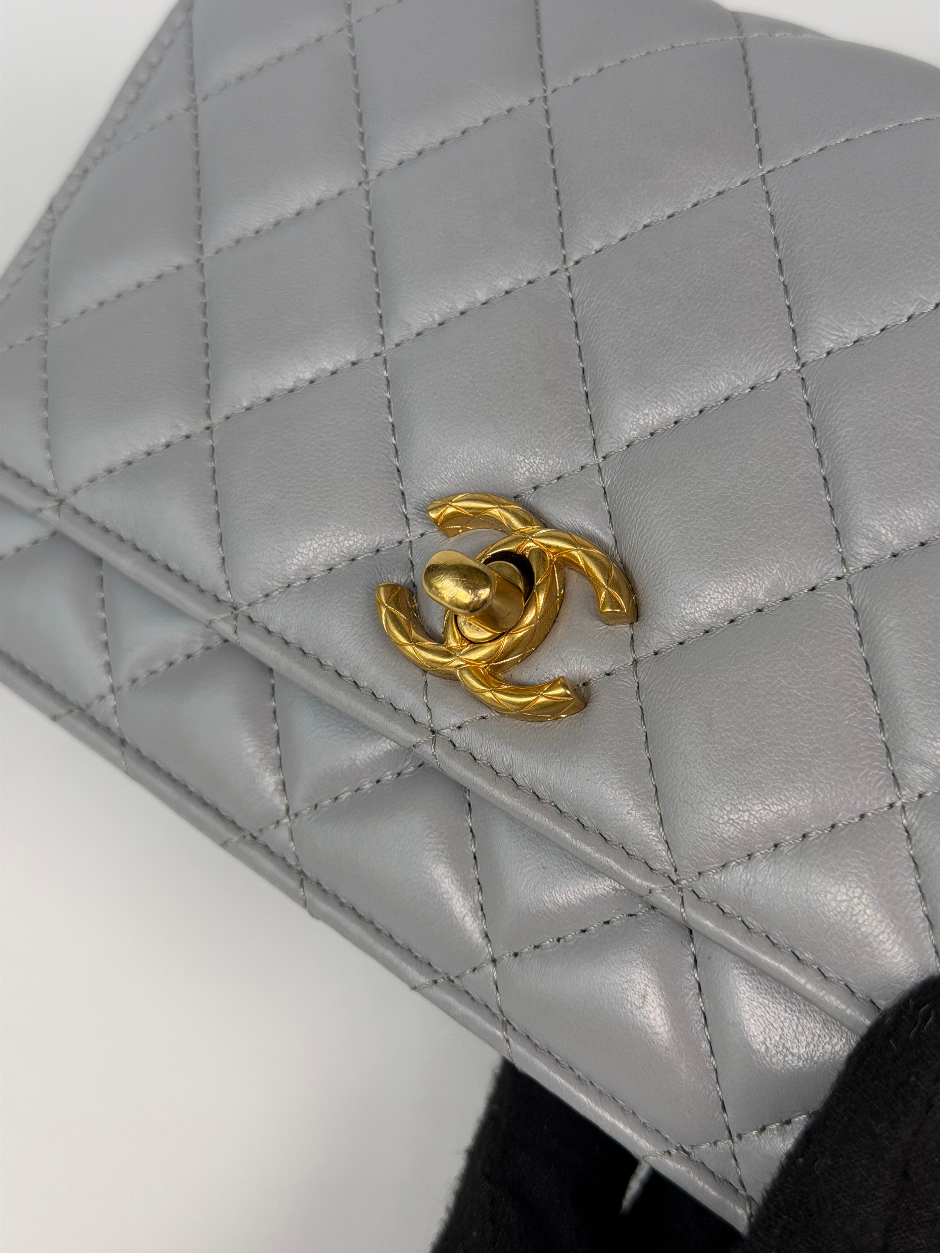 Chanel Pearl Crush Wallet On Chain In Grey Lambskin Leather With Gold Hardware