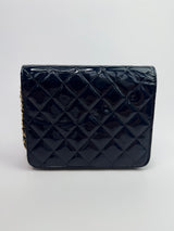 Chanel Square Wallet On Chain In Patent Navy Leather GHW