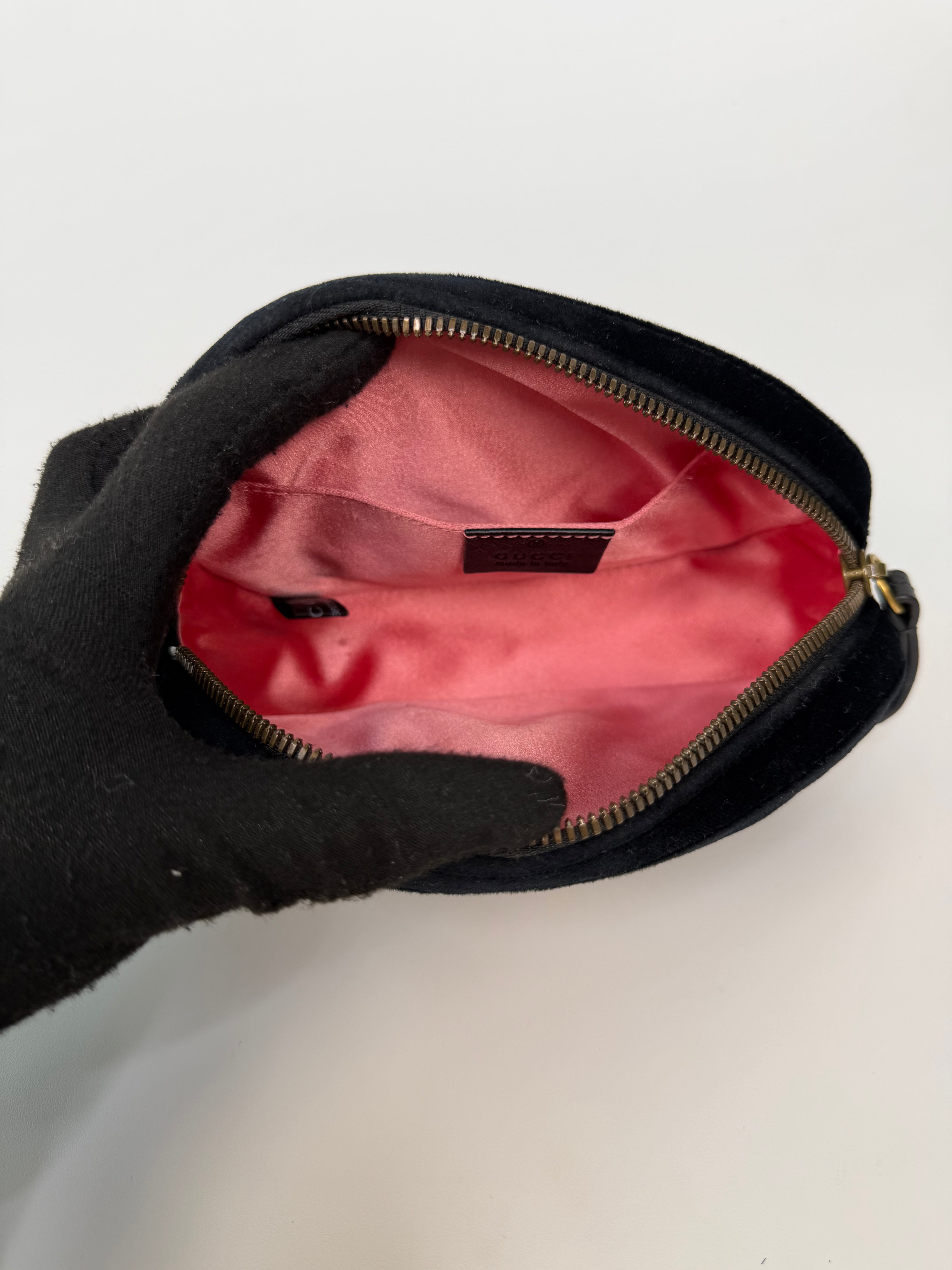 Gucci GG Black Velvet Marmont Belt Bag