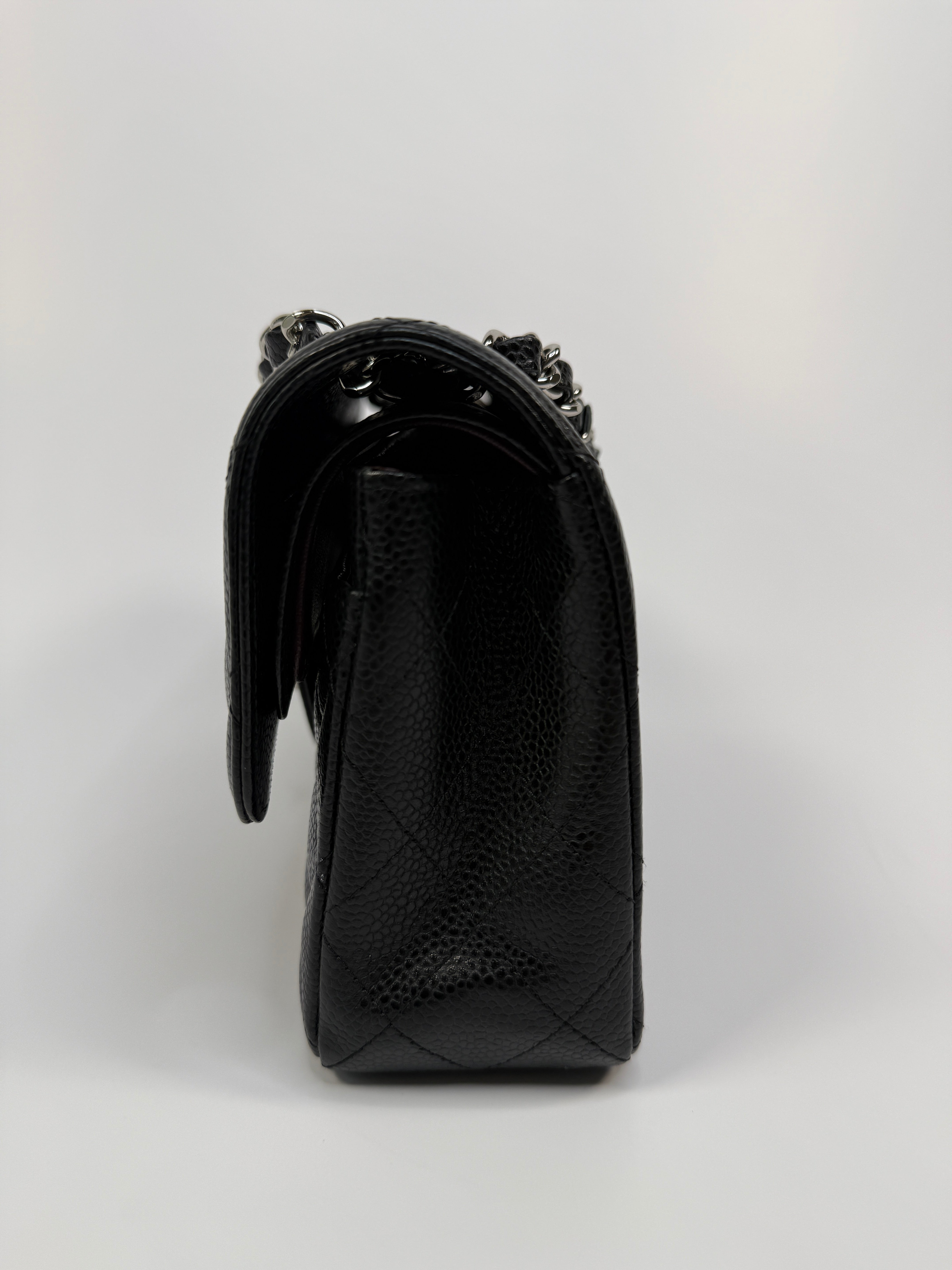 Chanel Small Classic Double Flap In Black Caviar Leather With Silver Hardware
Pre Loved & Authentic