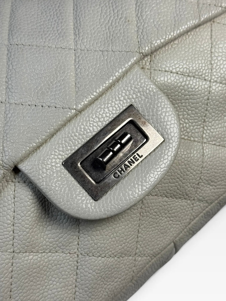 Chanel Reissue Single Flap In Ecru Caviar Leather With Silver Hardware