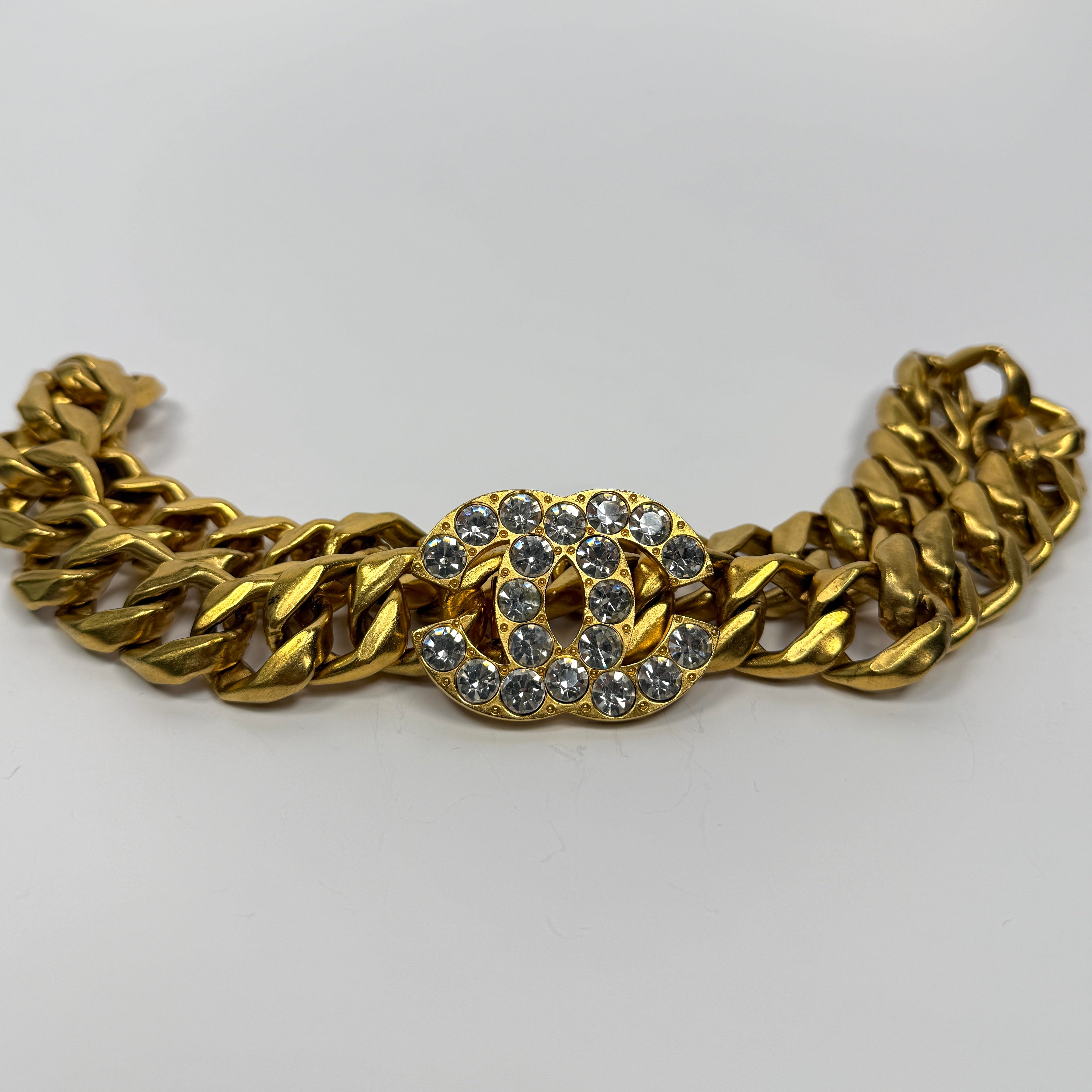 Chanel 1995 CC Rhinestone-Embellished Chain Belt