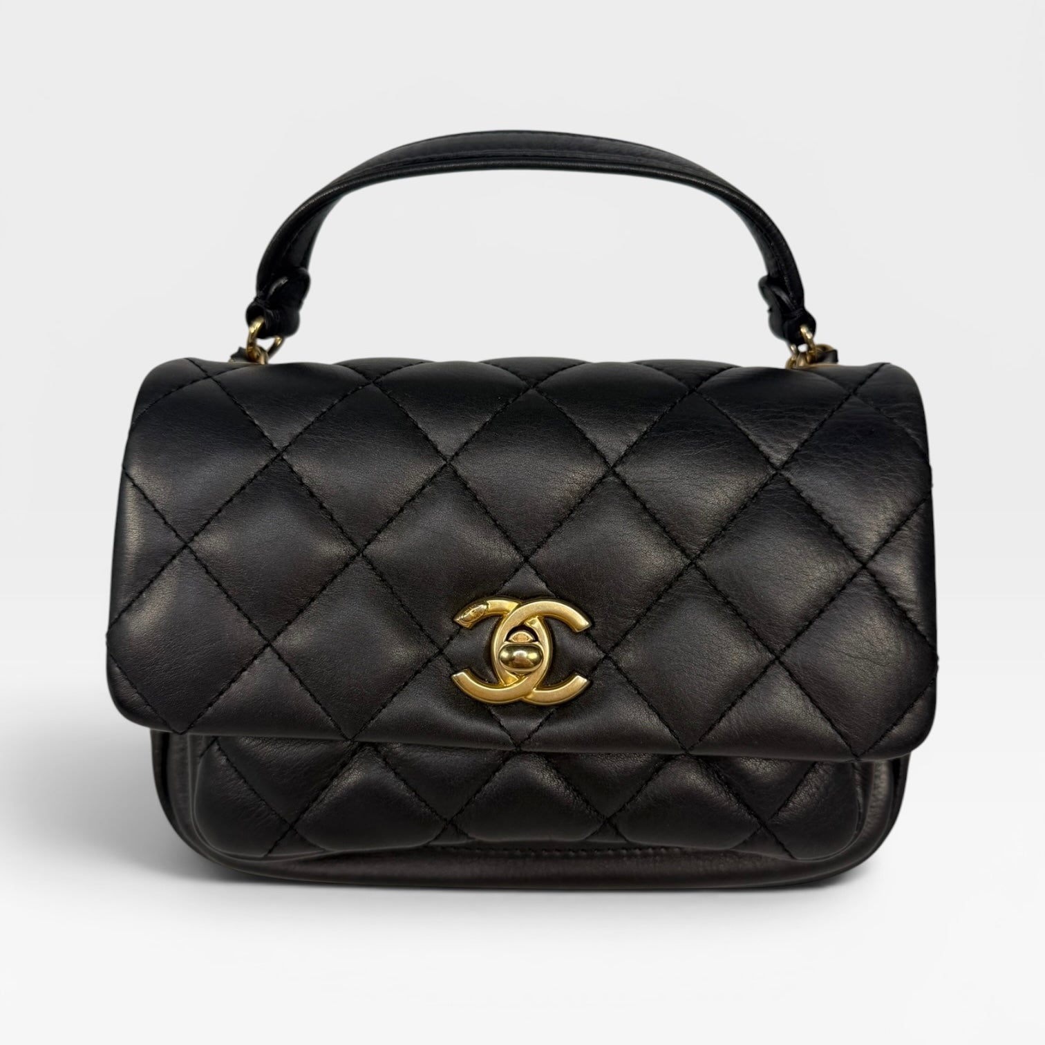 Chanel Mini Business Affinity Bag In Black Calfskin With Gold Hardware. 100% authentic and preloved in excellent condition