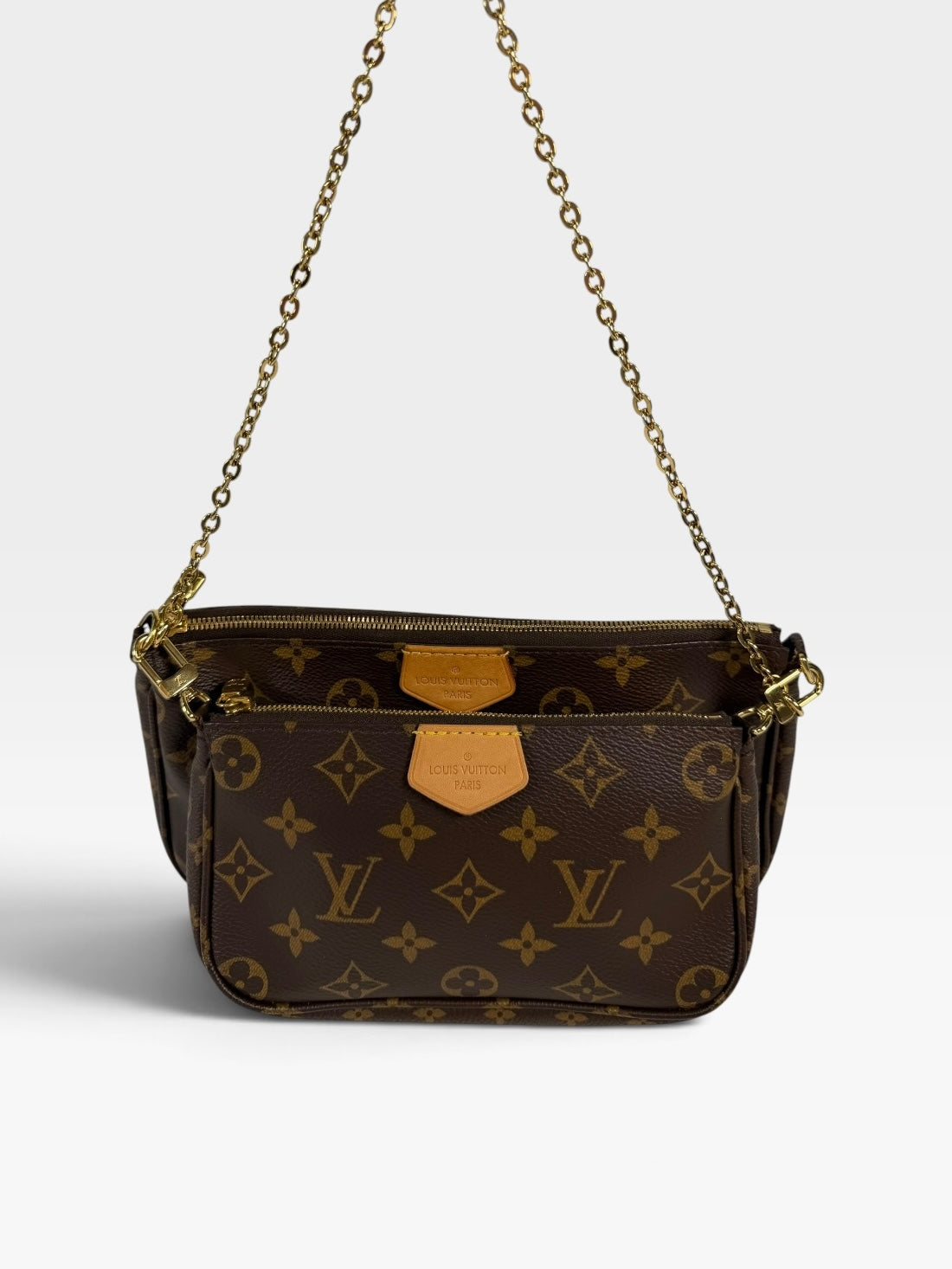 Louis Vuitton Multi Pochette In Monogram Canvas With Gold Hardware 100% authentic and preloved in excellent condition