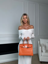 Hermès Birkin 30 In Orange Ostrich With Palladium hardware