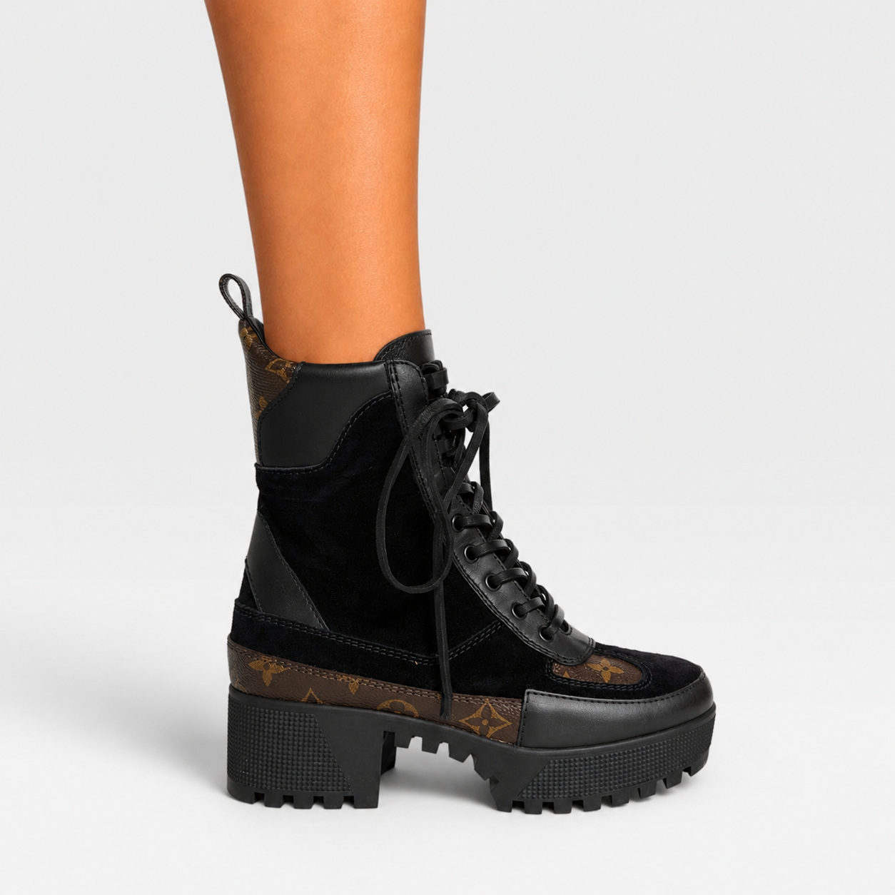Louis Vuitton Military Logo Boots In Monogram And Black (Size 36 /UK 3) 100% authentic and preloved in excellent condition