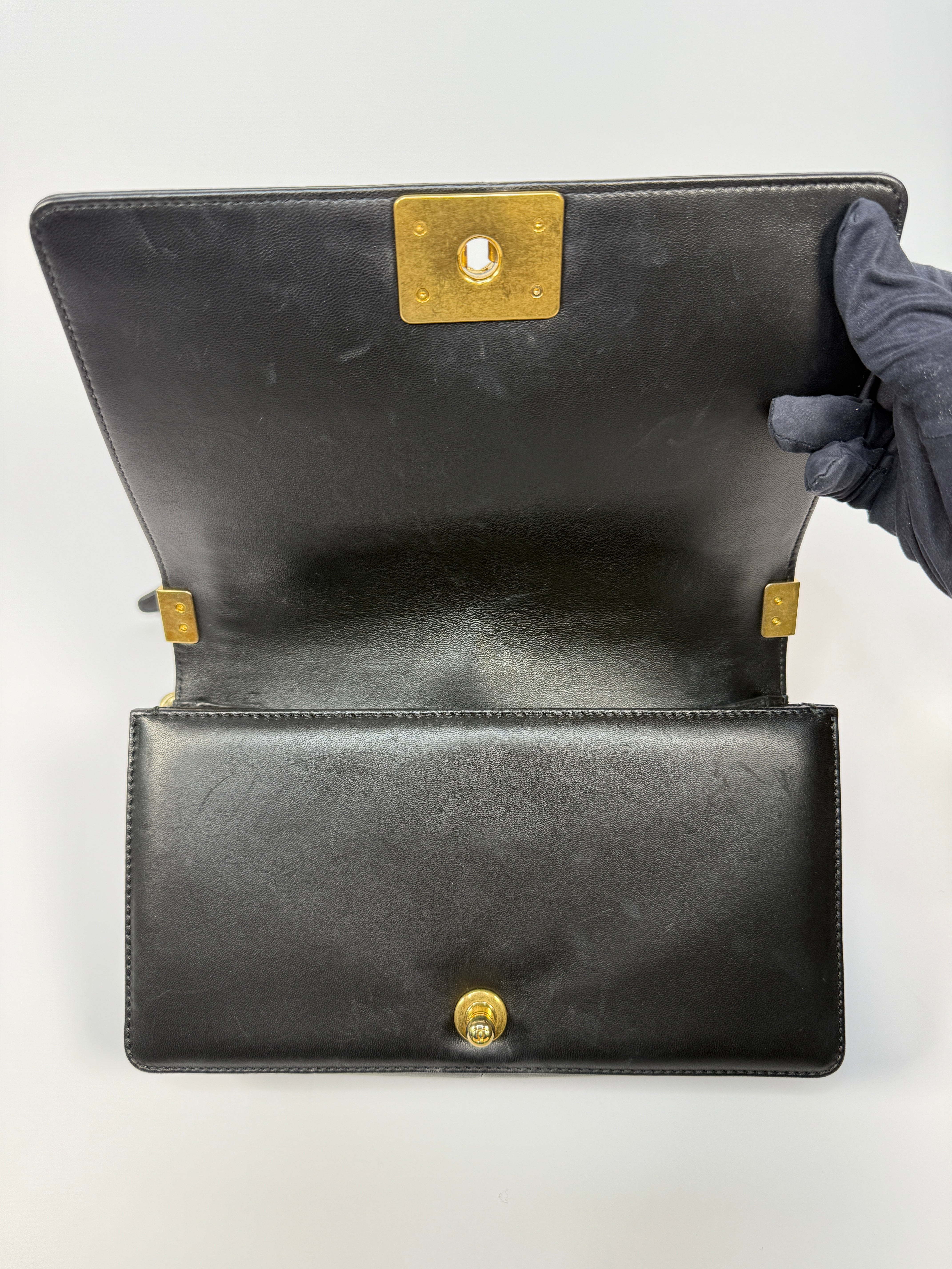 Chanel Boy Bag Medium In Black Lambskin Leather With Gold Hardware
Pre Loved & Authentic