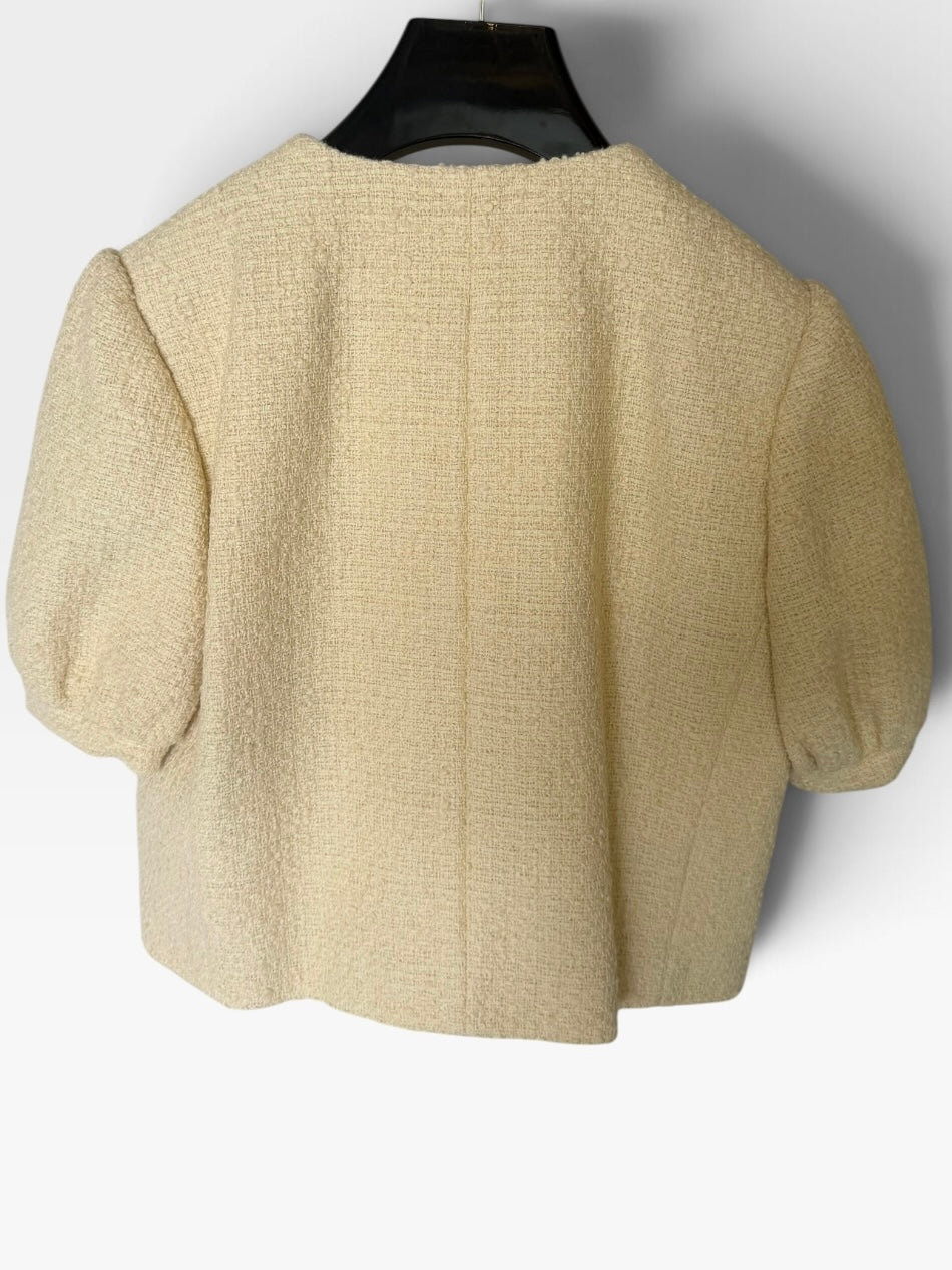 Celine Bouclé Blazer In Cream Tweed (Size 36/ UK 8). 100% authentic and preloved in excellent condition