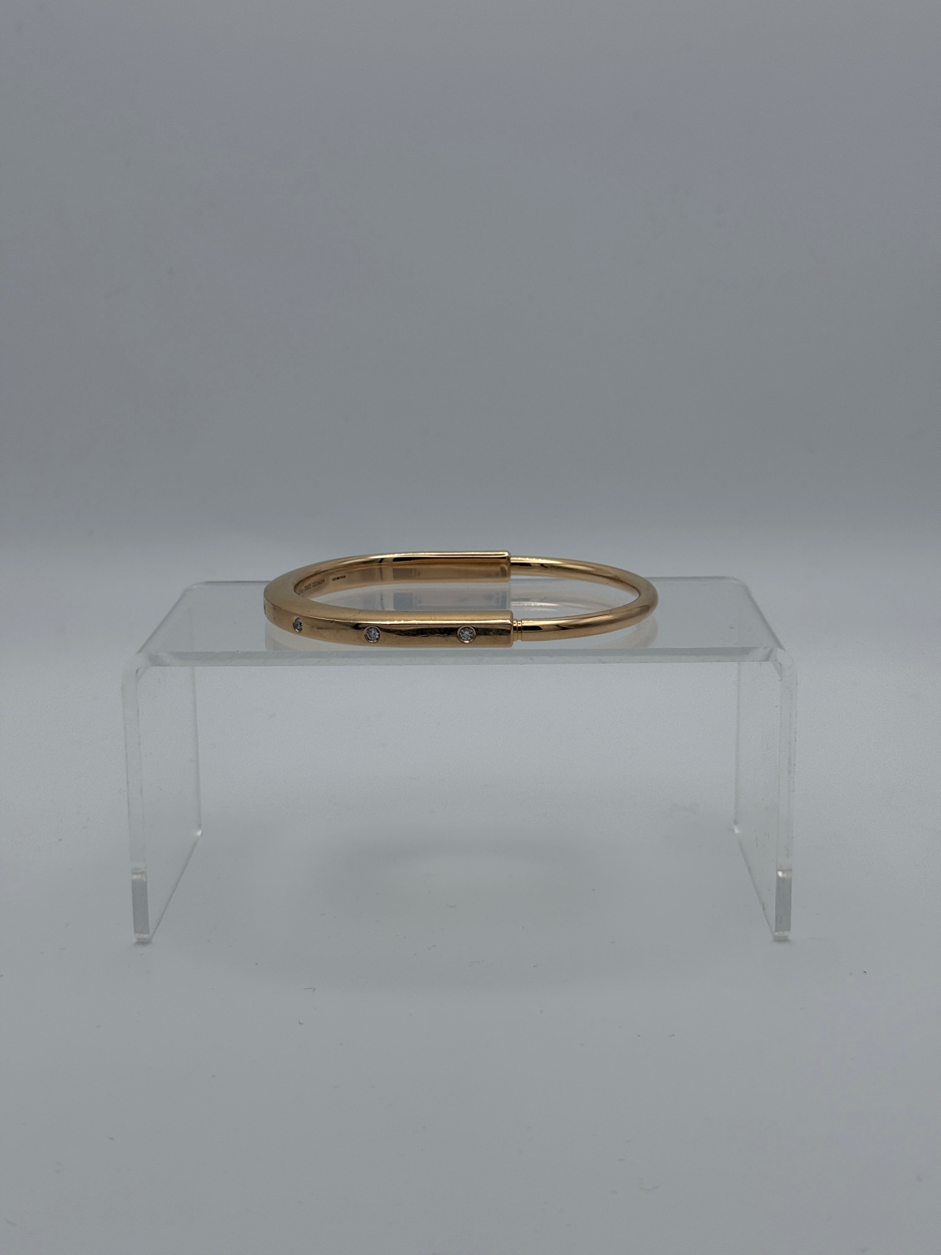 Tiffany & Co Diamond Lock Bangle Yellow Gold with Diamond Accents