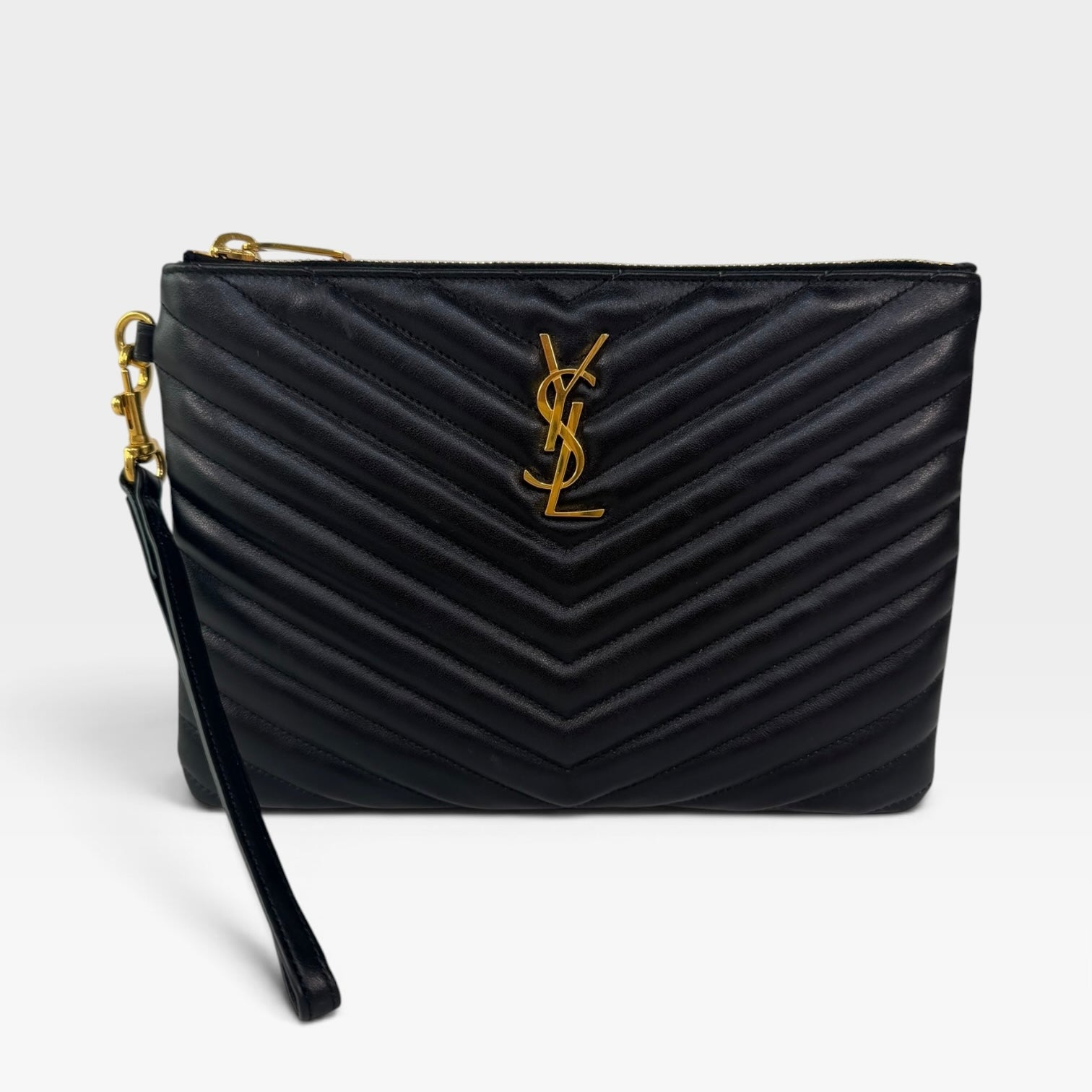 Saint Laurent Cassandre Matelassé Leather Pouch 100% authentic and preloved in excellent condition
