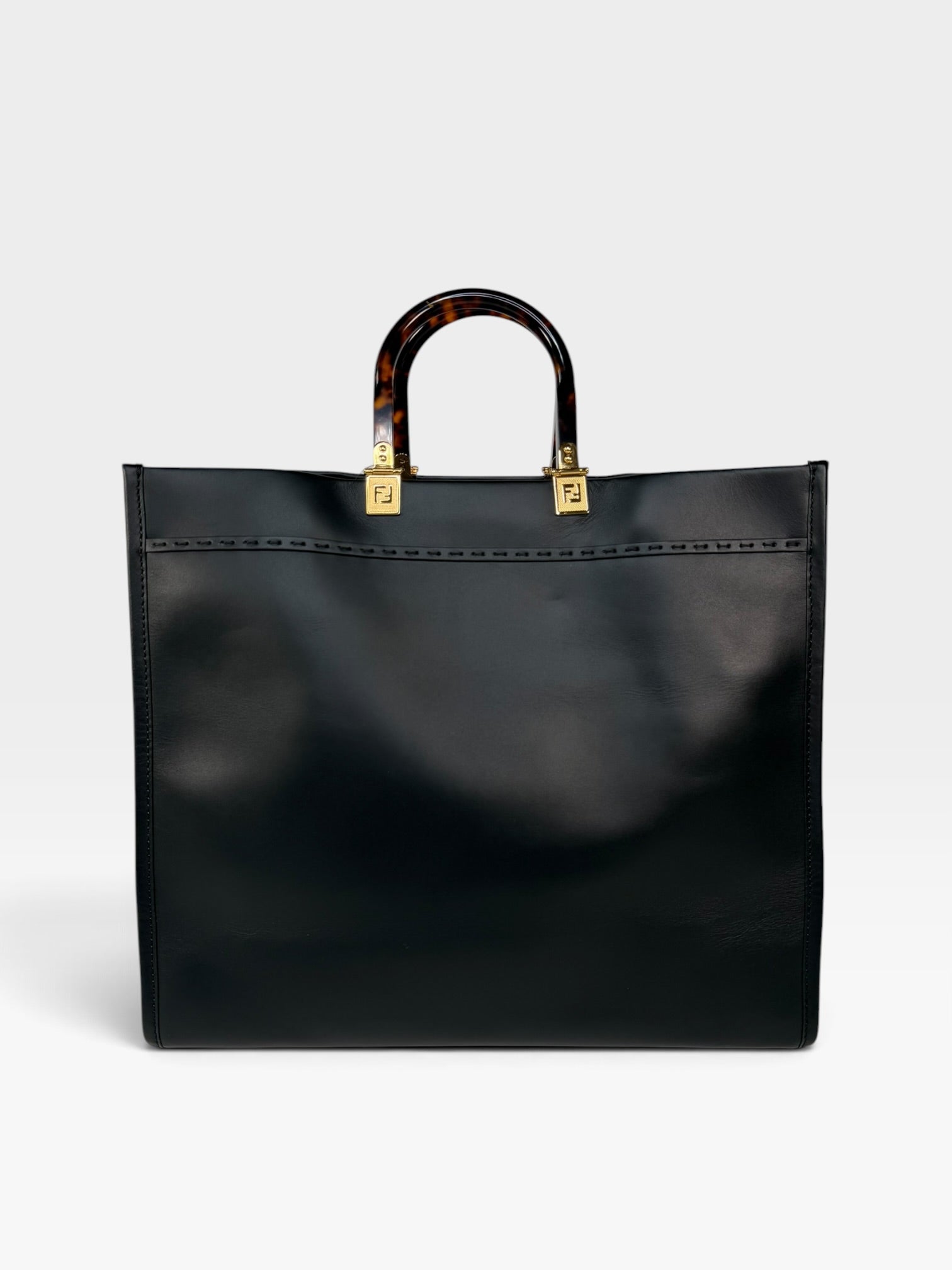 Fendi Roma Tote In Black Leather With Gold Hardware. 100% authentic and preloved in excellent condition.
