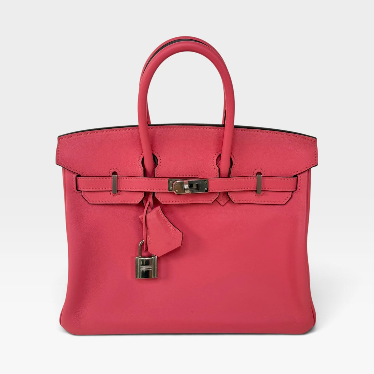 Hermès Birkin 25 In Rose Azalèe Swift Leather With Palladium Hardware. 100% authentic and preloved in excellent condition
