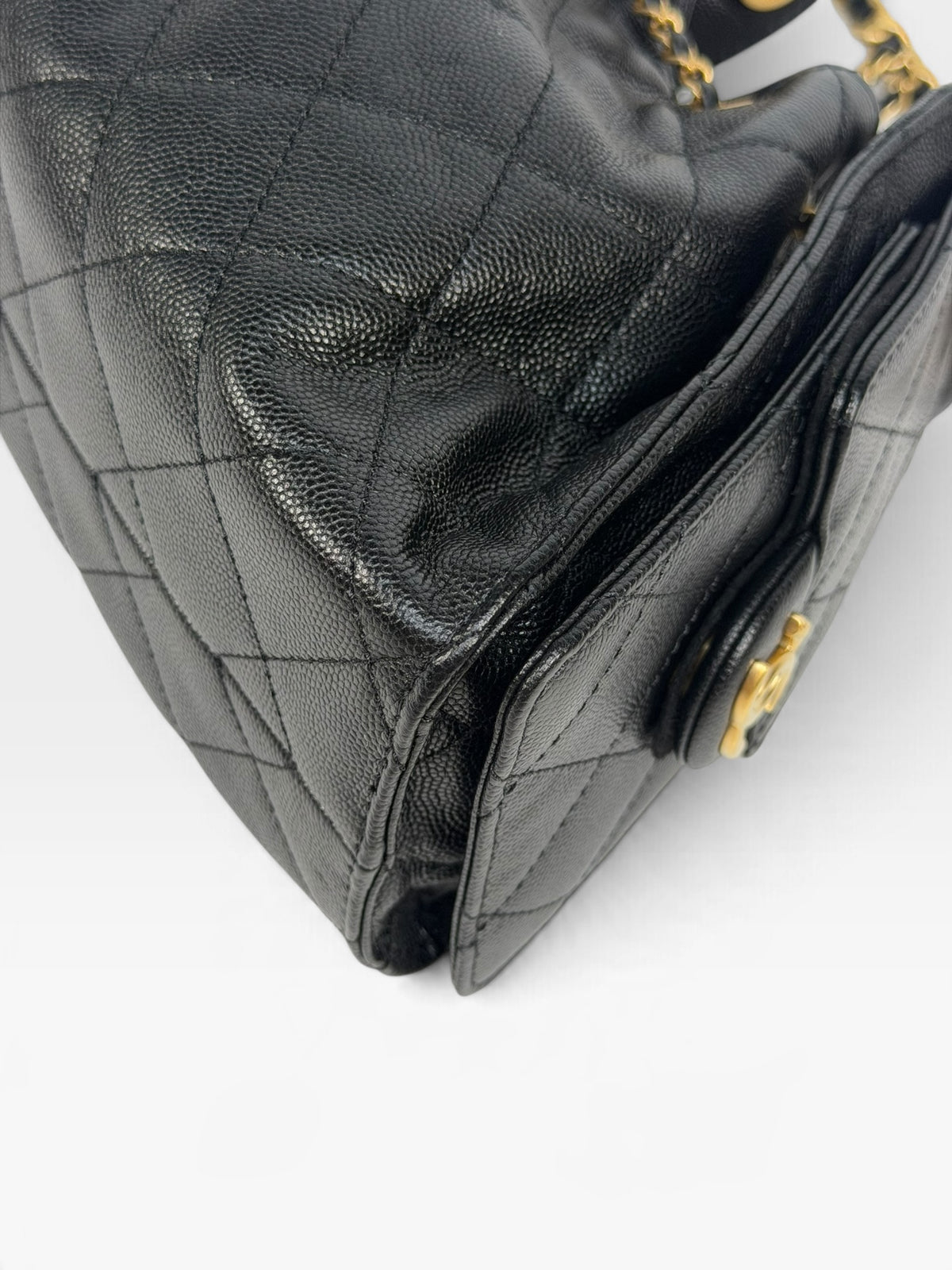 *Luxe Top Pick* Chanel 25 Micro In Black Caviar Leather With Aged Gold Hardware. 100% authentic and pre loved in excellent condition.