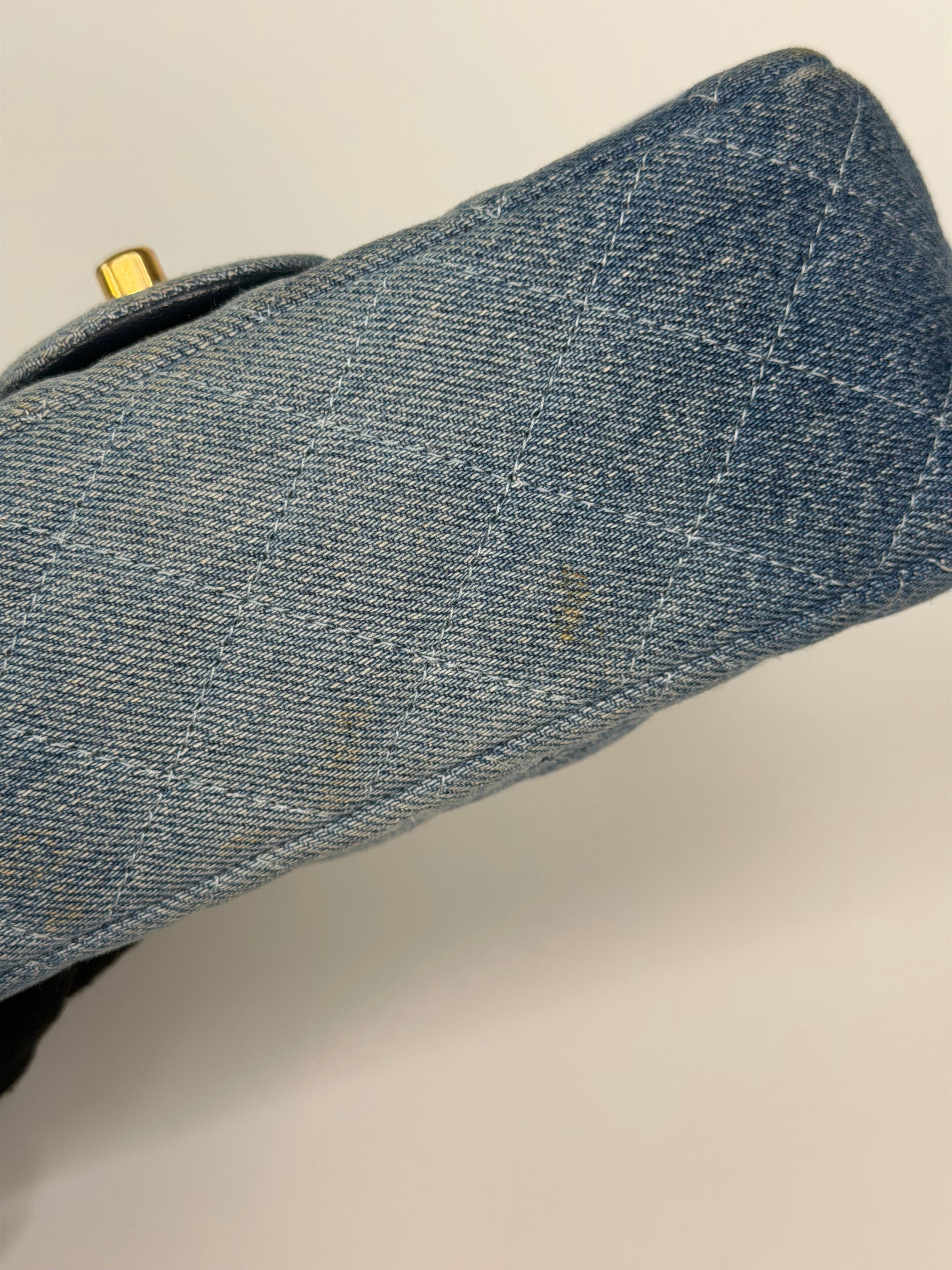Chanel Mini Rectangle In Blue Denim With Gold Hardware Authentic and preloved in very good condition. 100% guarantee