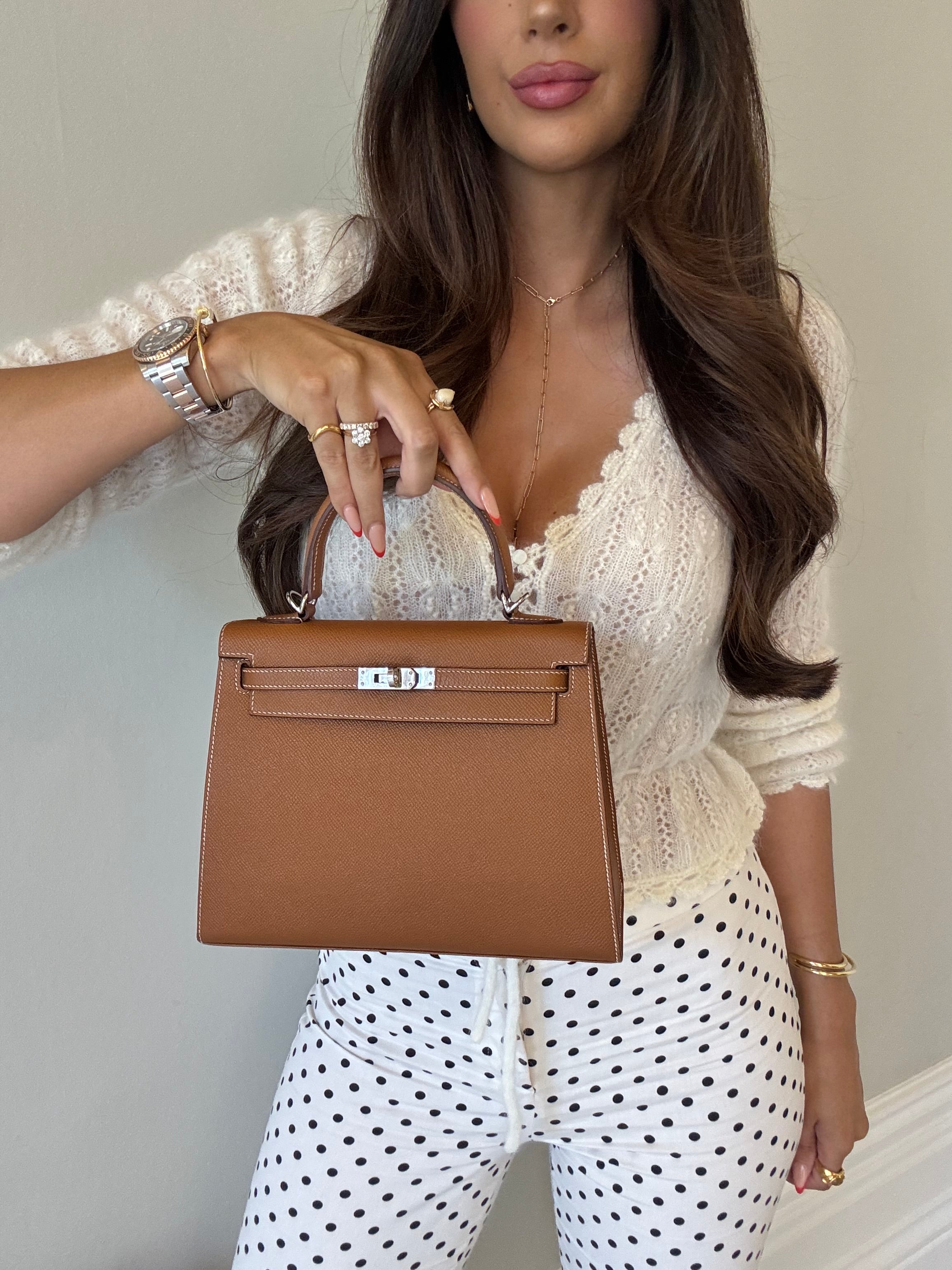 Authentic Pre Loved Hermès Kelly 25 Sellier In Gold Epsom Leather With Palladium Hardware Excellent Condition