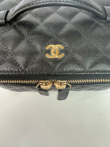 Chanel Vanity Case In Black Caviar Leather With GHW