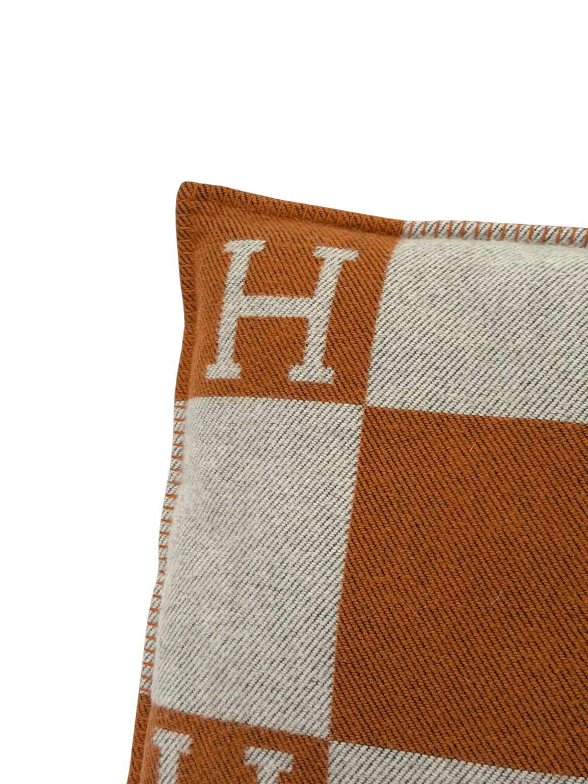 Hermès Avalon Cushion 50x50 In Ecru & Potiron. 100% authentic and preloved in excellent condition.