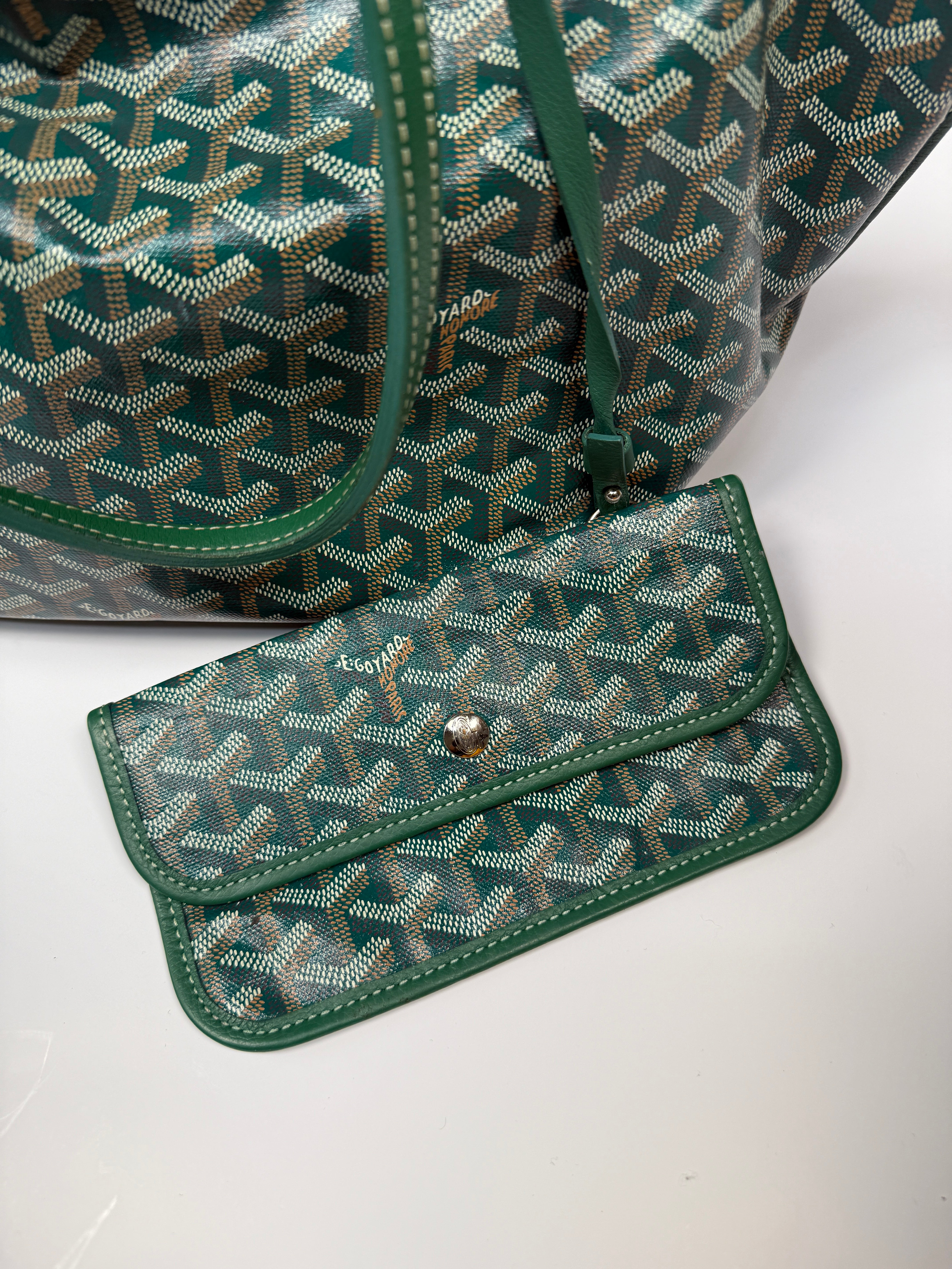 Goyard Anjou GM Tote Bag In Green Goyadine Canvas Authentic and preloved in excellent condition.