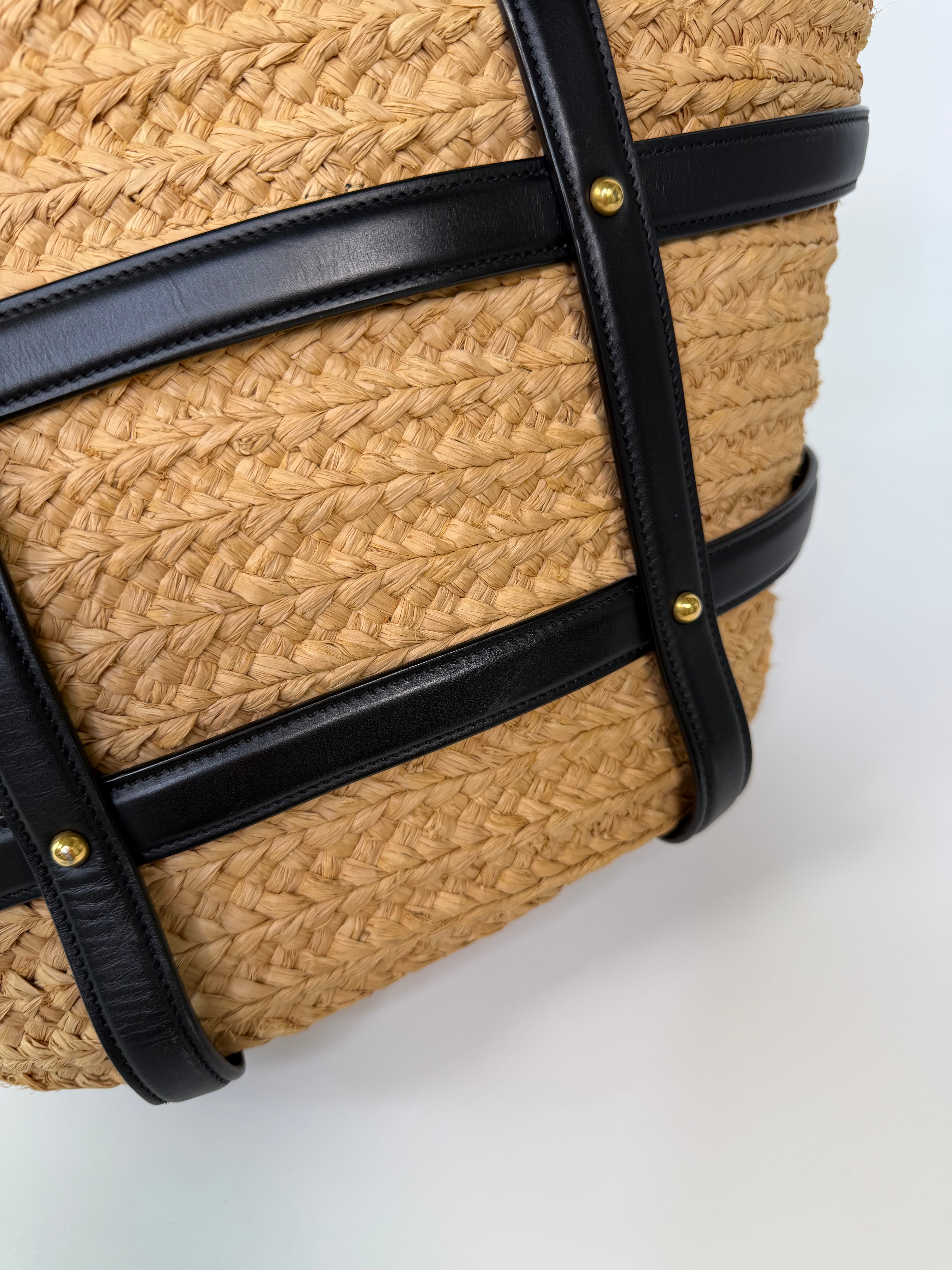 Saint Laurent Medium Panier Wicker Tote Bag In Raffia. 100% authentic and preloved in excellent condition