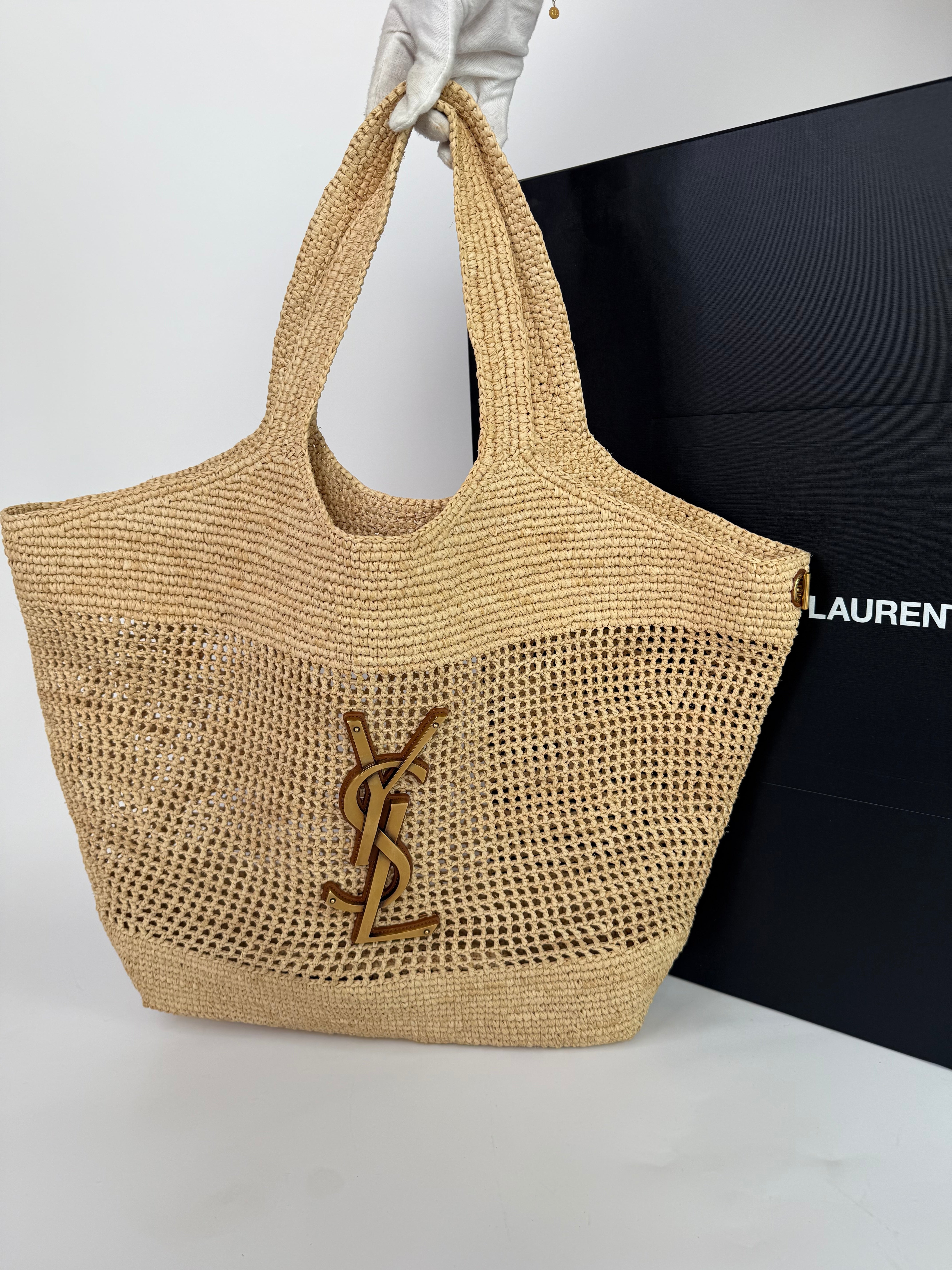 Saint Laurent ICare Raffia Maxi Bag