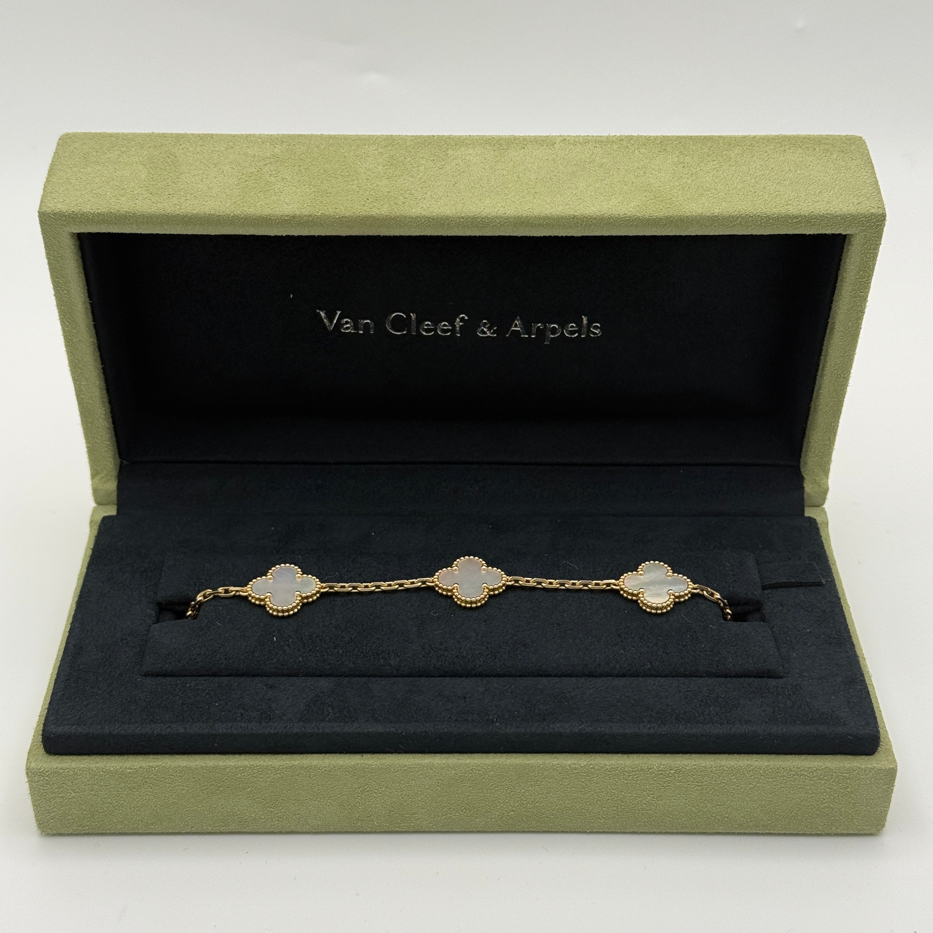 Van Cleef & Arpels Vintage Alhambra Bracelet, 5 Motifs Mother Of Pearl