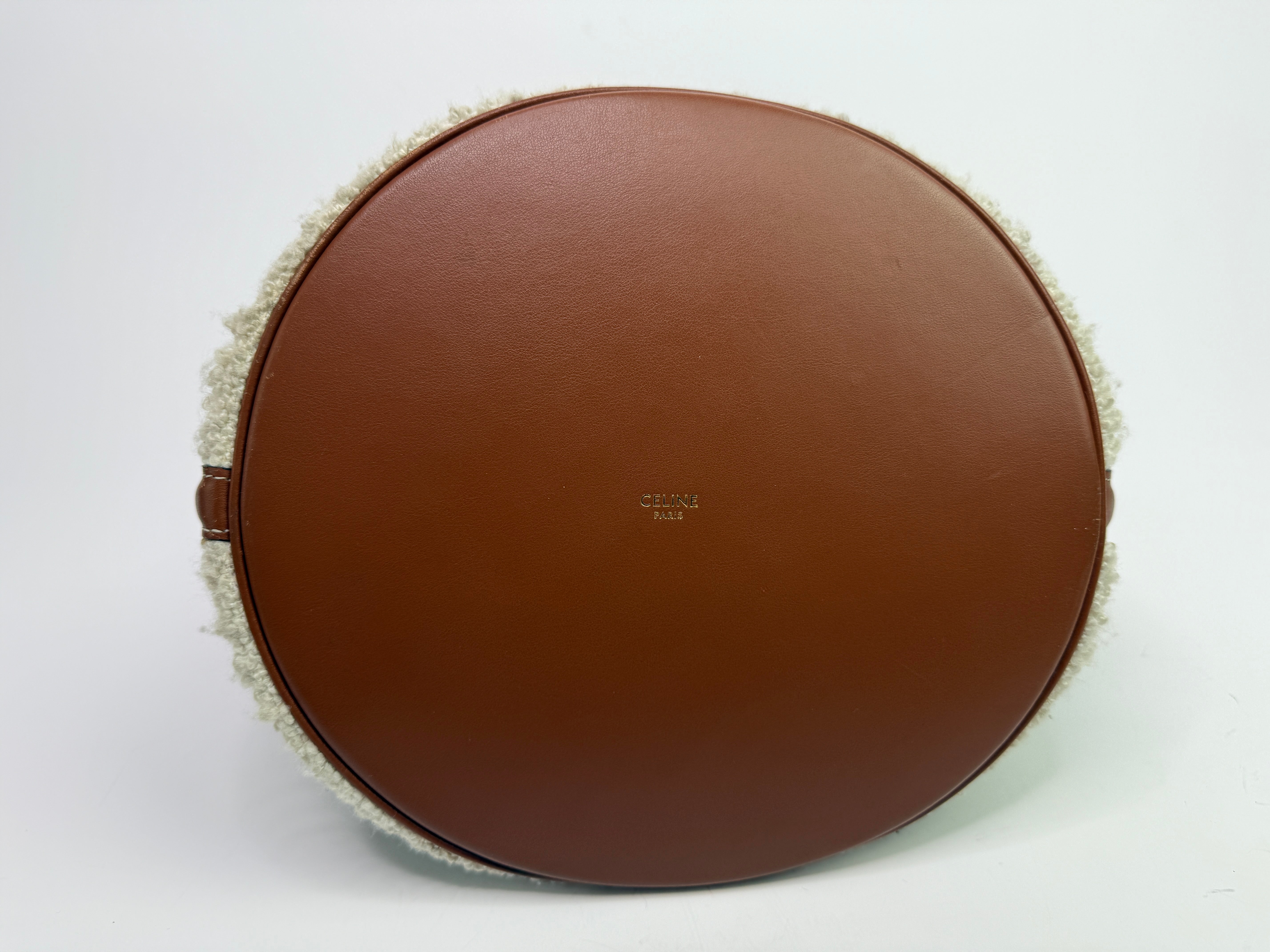 Celine Striped Tweed and Leather 16 Bucket Bag