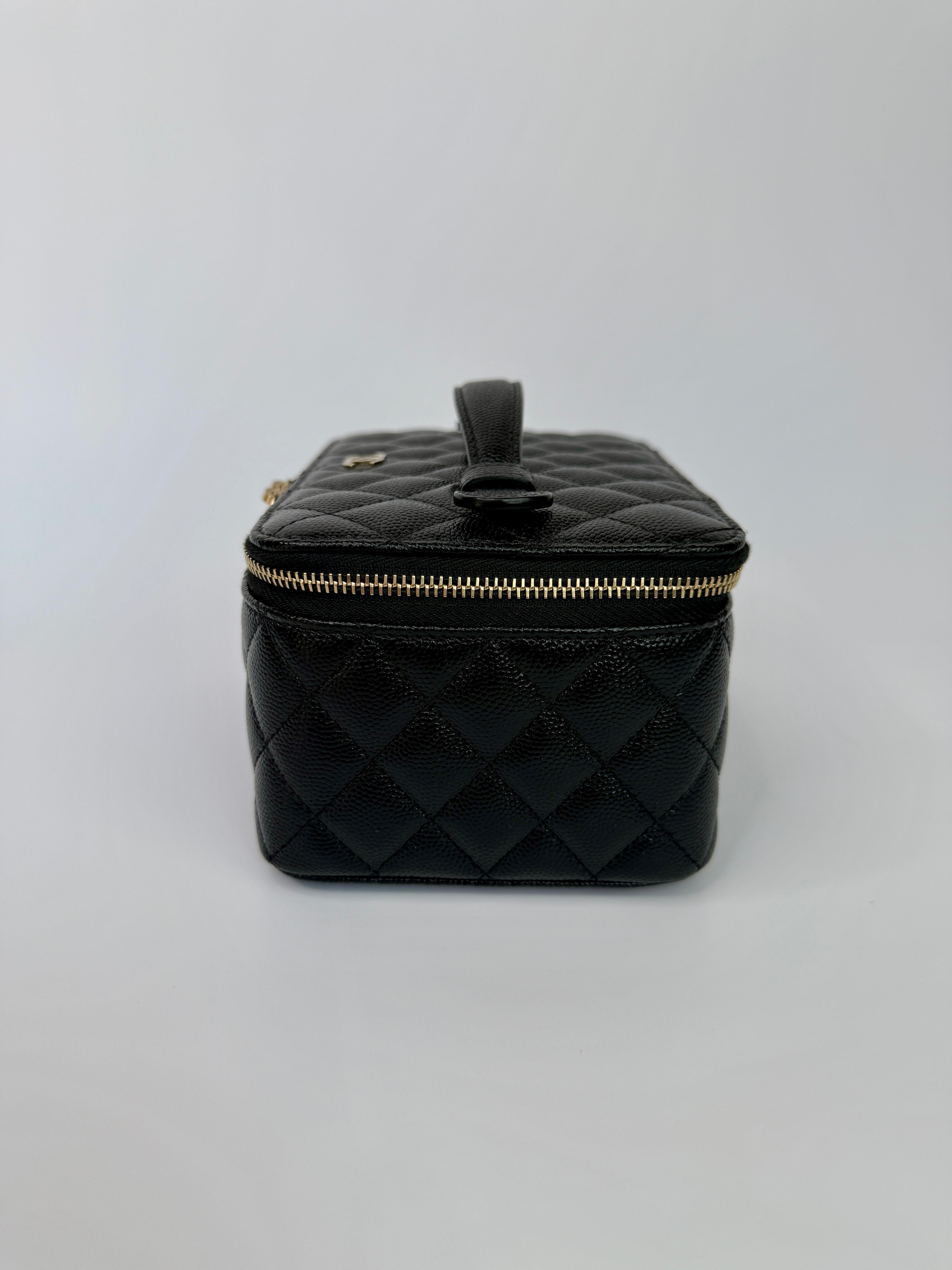 Chanel Vanity Case In Black Caviar Leather With Gold Hardware
Pre Loved & Authentic