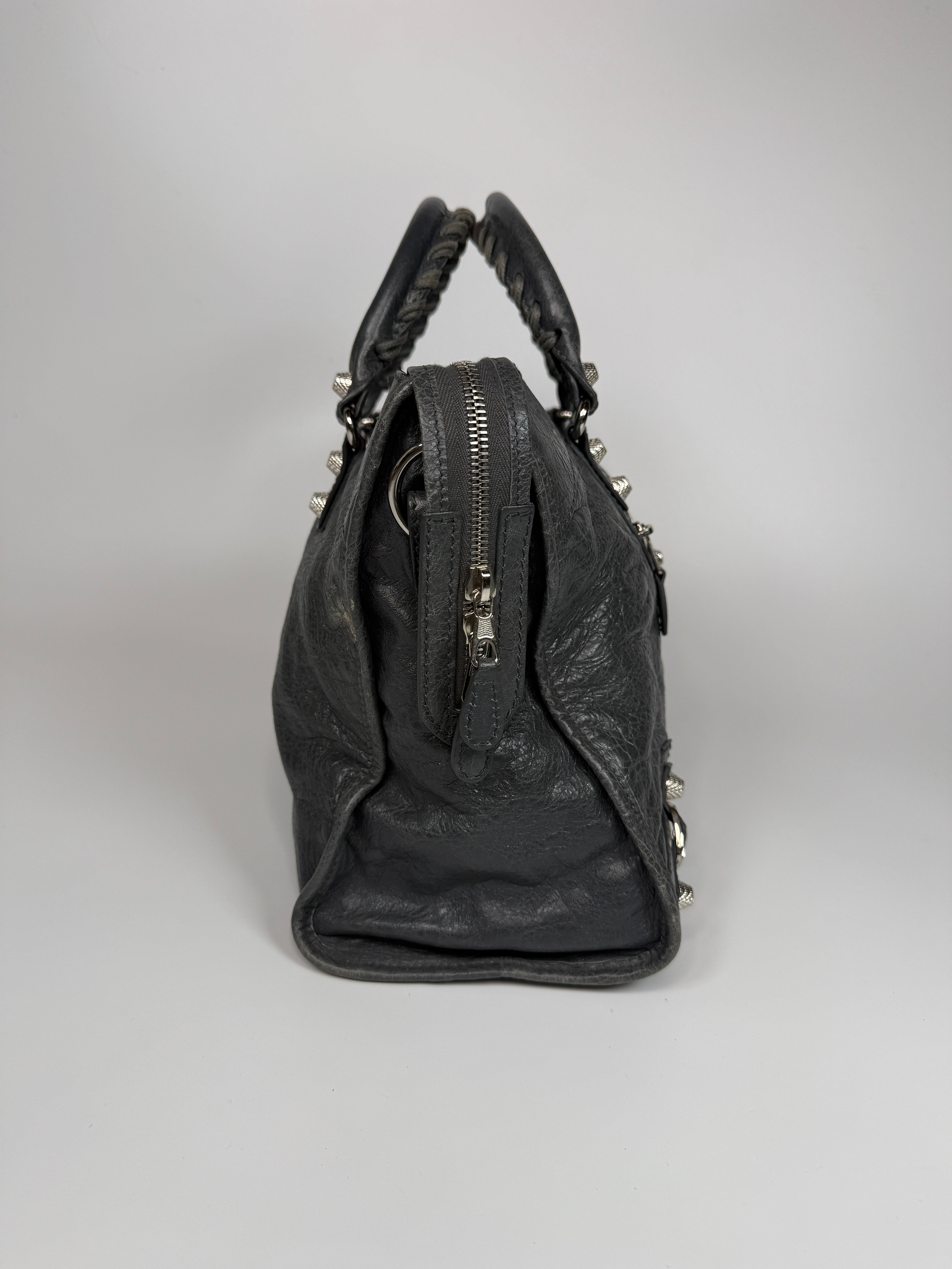 Authentic and preloved Balenciaga Medium Le City Bag In Grey Leather With SHW. 100% Authenticity guarantee. Verified by Luxe Cheshire