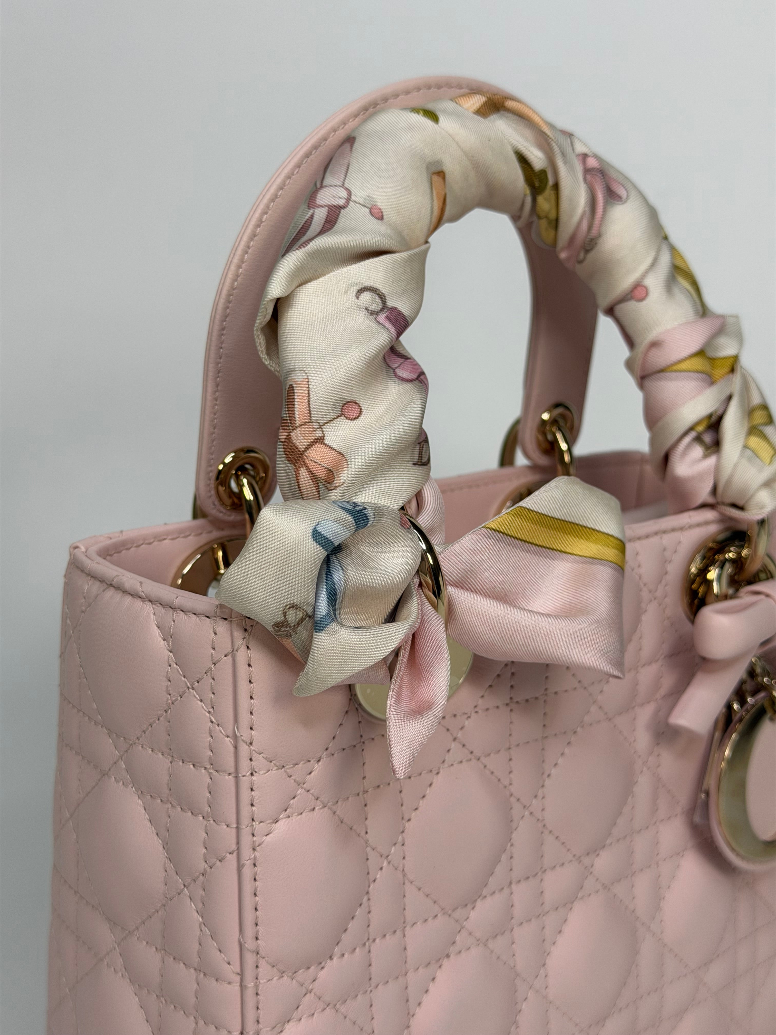 Christian Dior Lady Dior Small Bag In Rose Tendre With Gold Hardware
