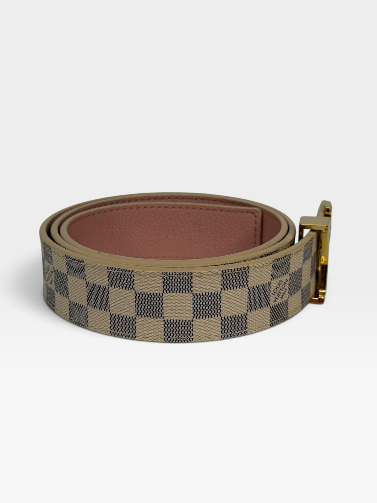 Louis Vuitton Initials Belt In Damier Azure & Pink Canvas 100% authentic and preloved in excellent condition