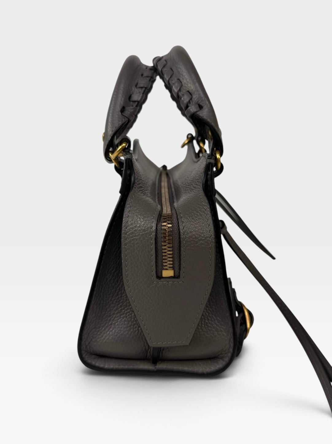 Balenciaga Neo Mini City Bag In Grey With Gold Hardware. 100% authentic and preloved in excellent condition