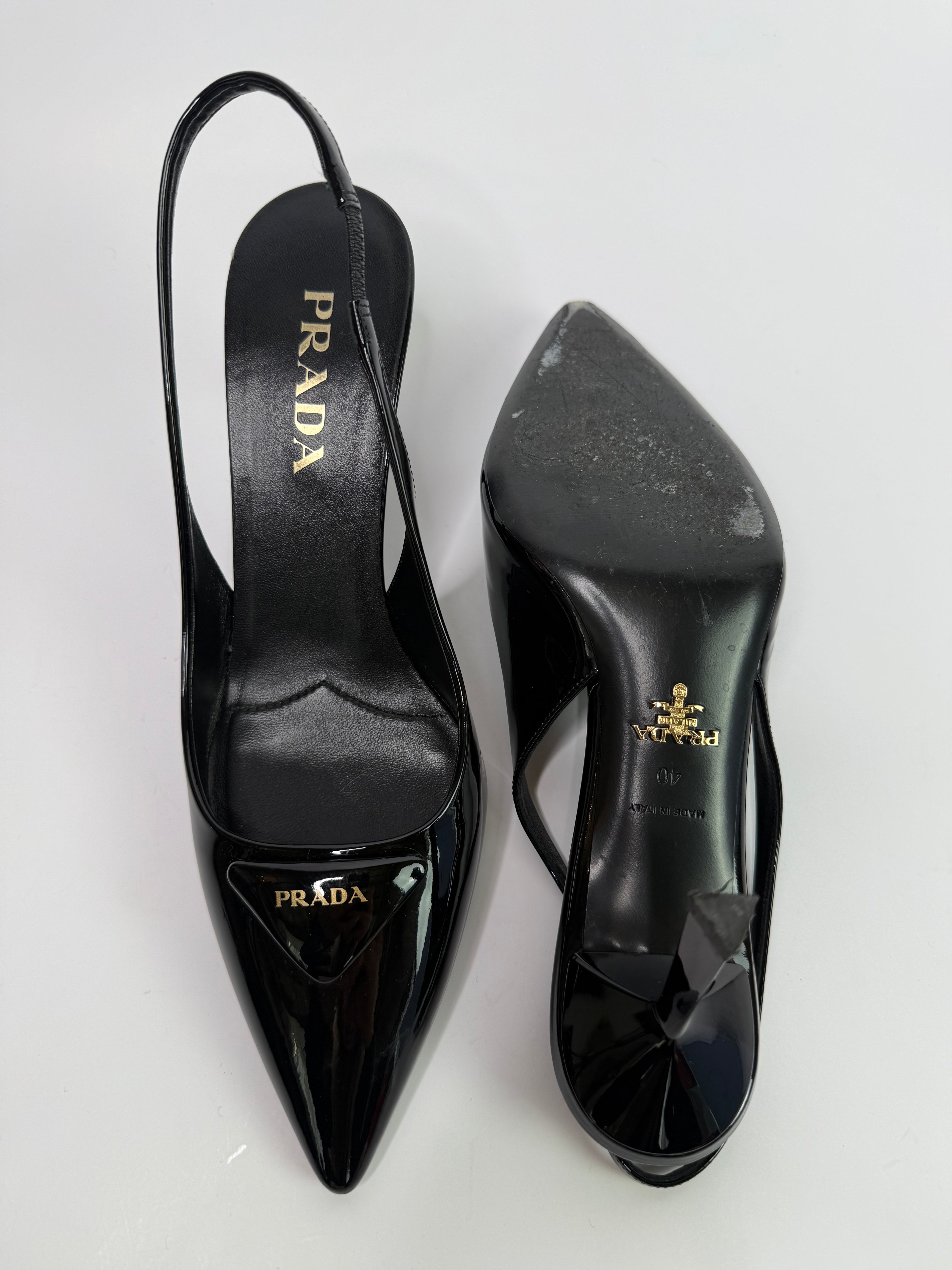 Prada Brushed Leather Slingback Pumps(Size 40/UK7)