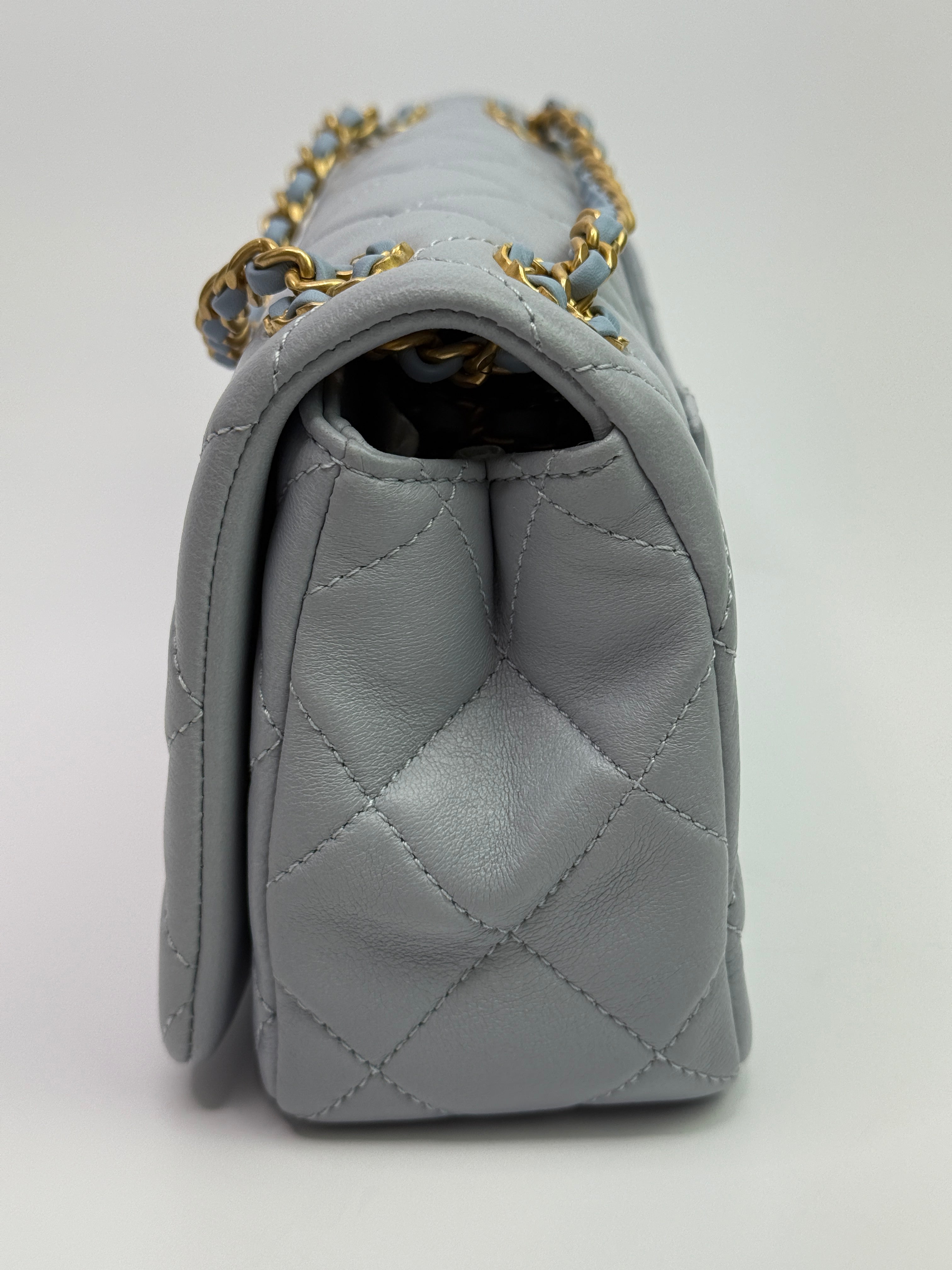 Chanel Seasonal Flap In Gris Clair Lambskin With GHW