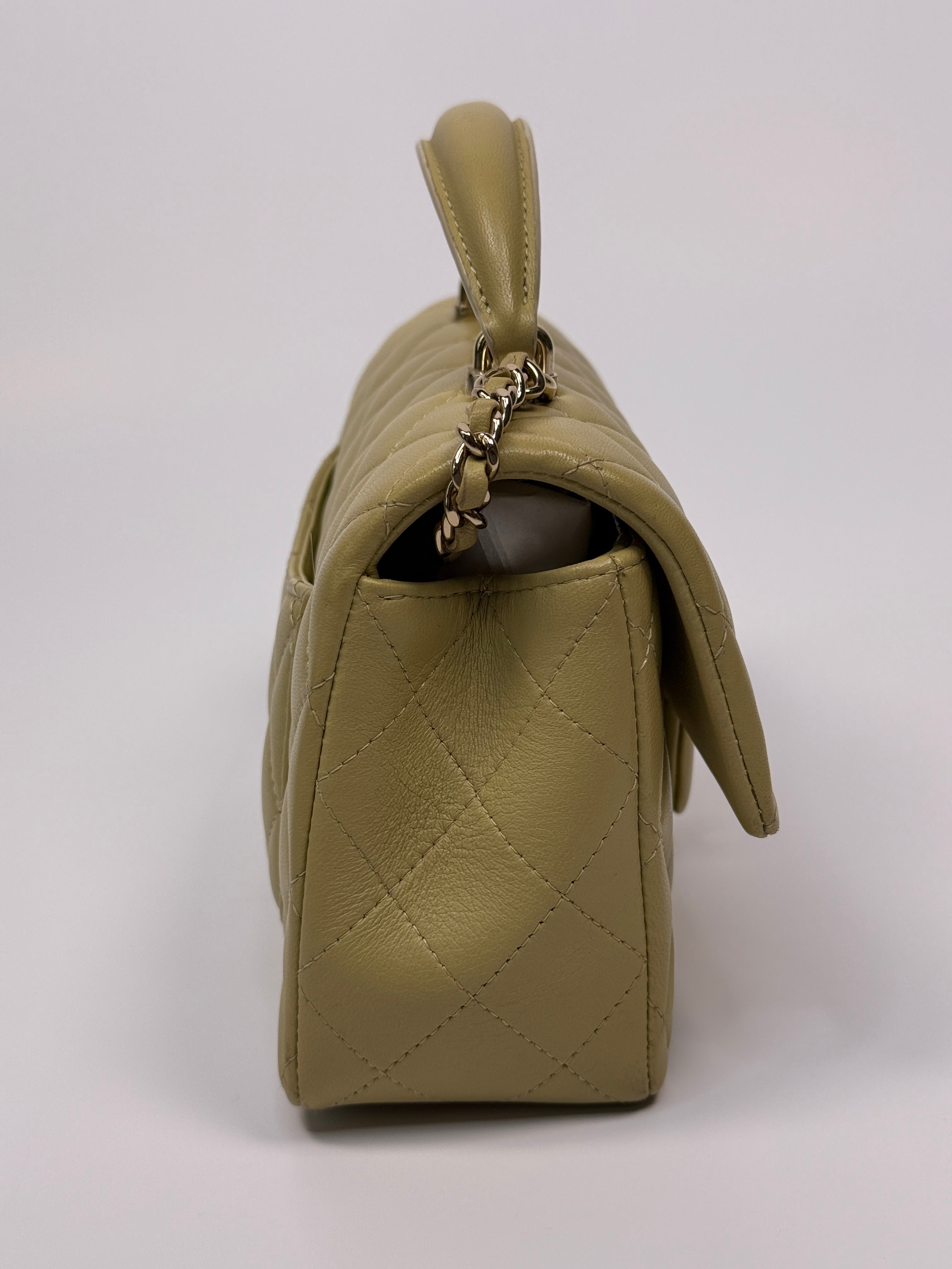 Chanel Mini Rectangle Flap Bag In Pistachio Green Lambskin With GHW
