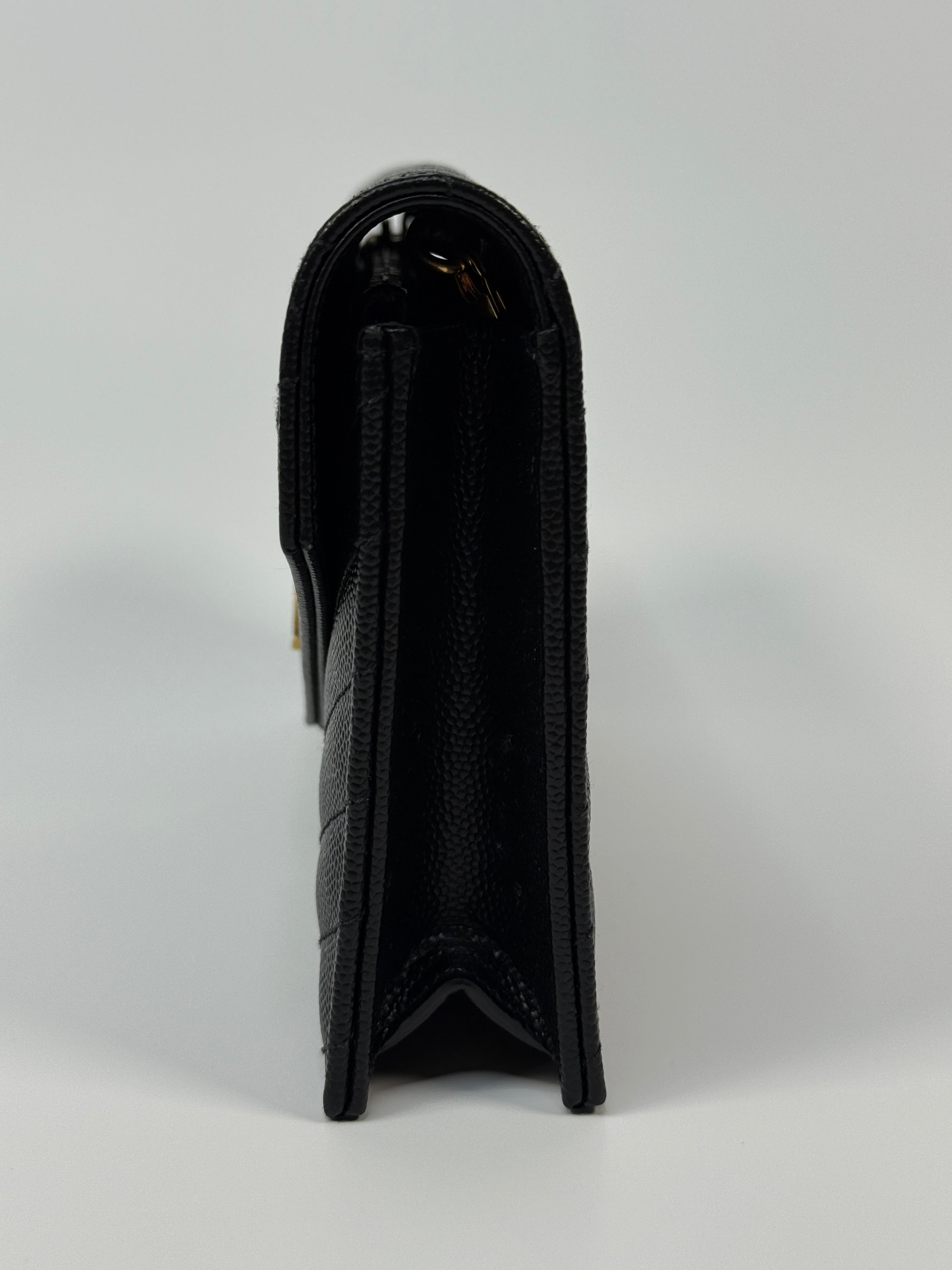 Saint Laurent Cassandre Matelassé Textured- Leather Wallet On Chain