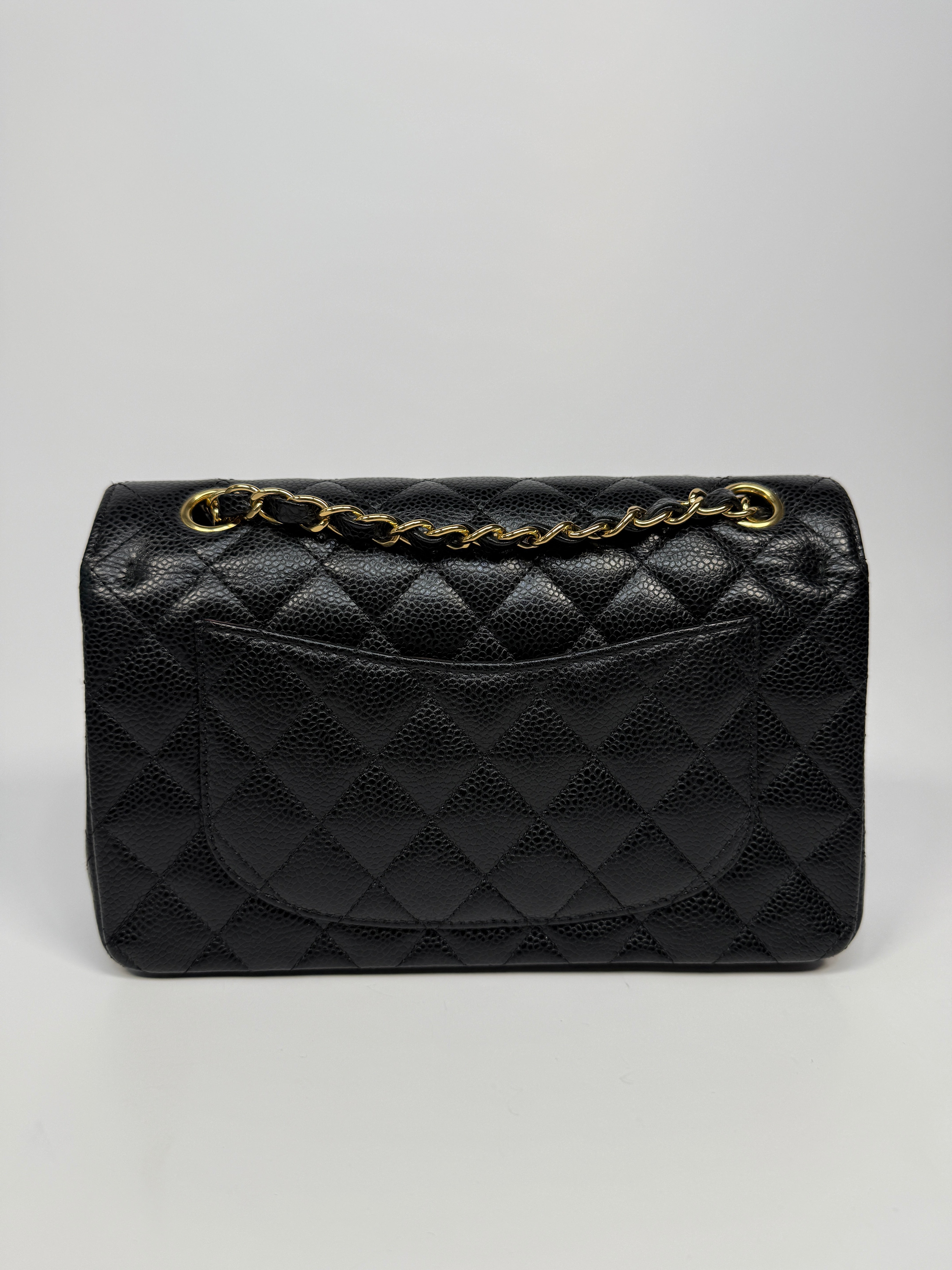 Chanel Small Classic Double Flap In Black Caviar Leather With GHW