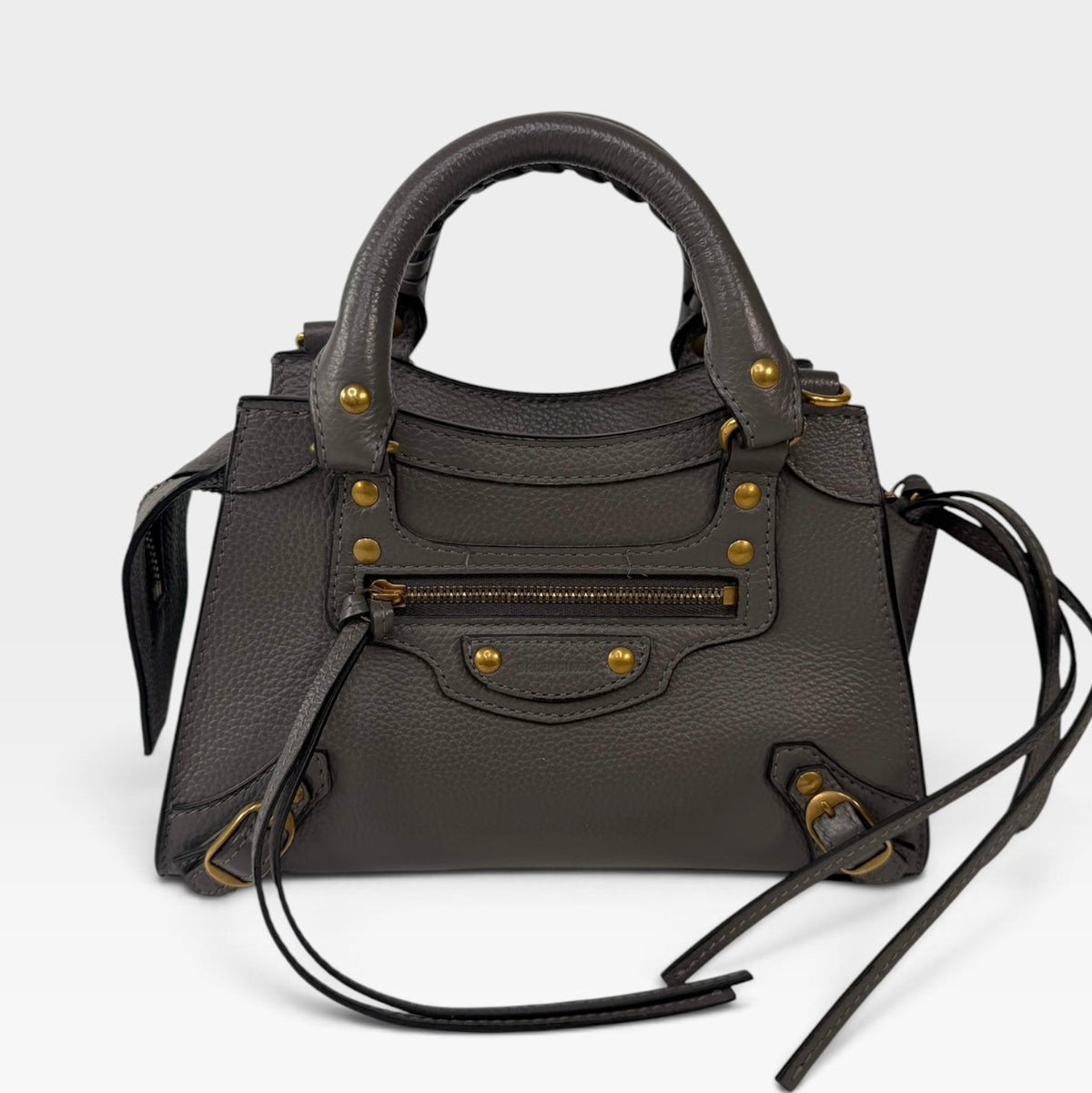 Balenciaga Neo Mini City Bag In Grey With Gold Hardware. 100% authentic and preloved in excellent condition