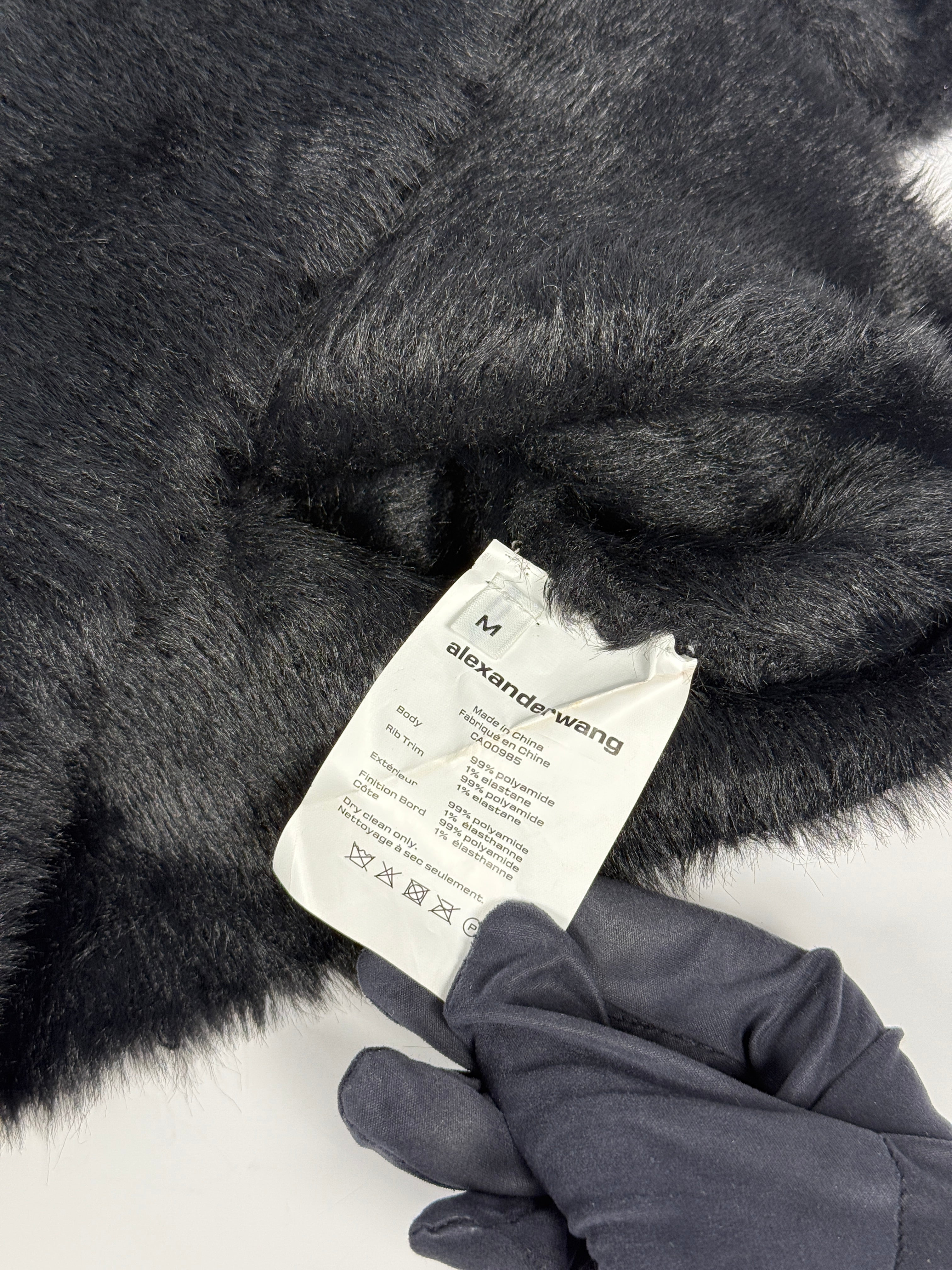 Alexander Wang Crystal-embellished Black Faux Fur Top ( Size M/UK10) Authentic and preloved. Excellent condition.