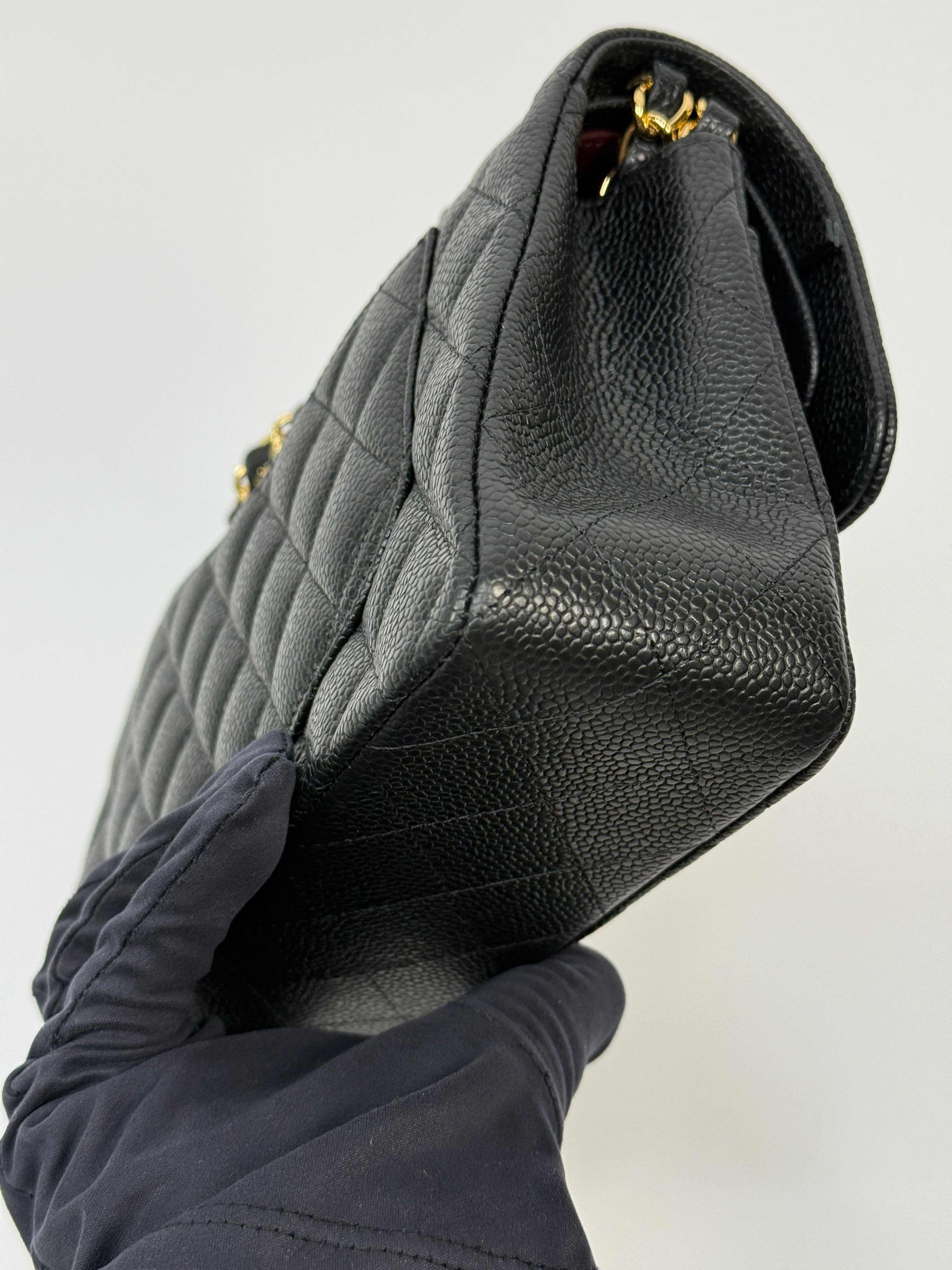 Chanel Small Classic Double Flap In Black Caviar Leather With GHW