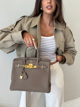 Hermès Birkin 30 Sellier In Etoupe Togo Leather GHW
