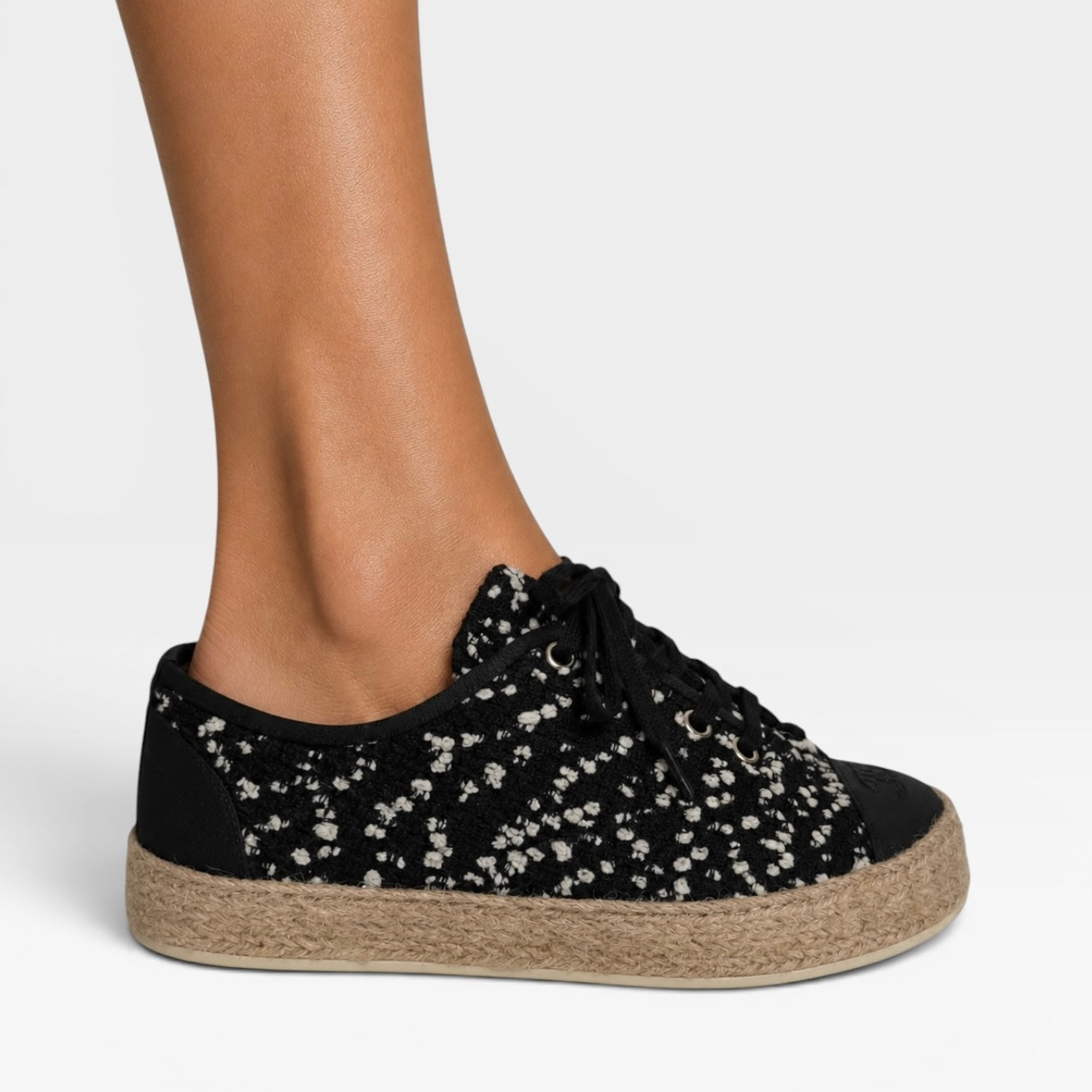 Chanel Black Tweed Espadrille Mules (Size 38/UK 5)