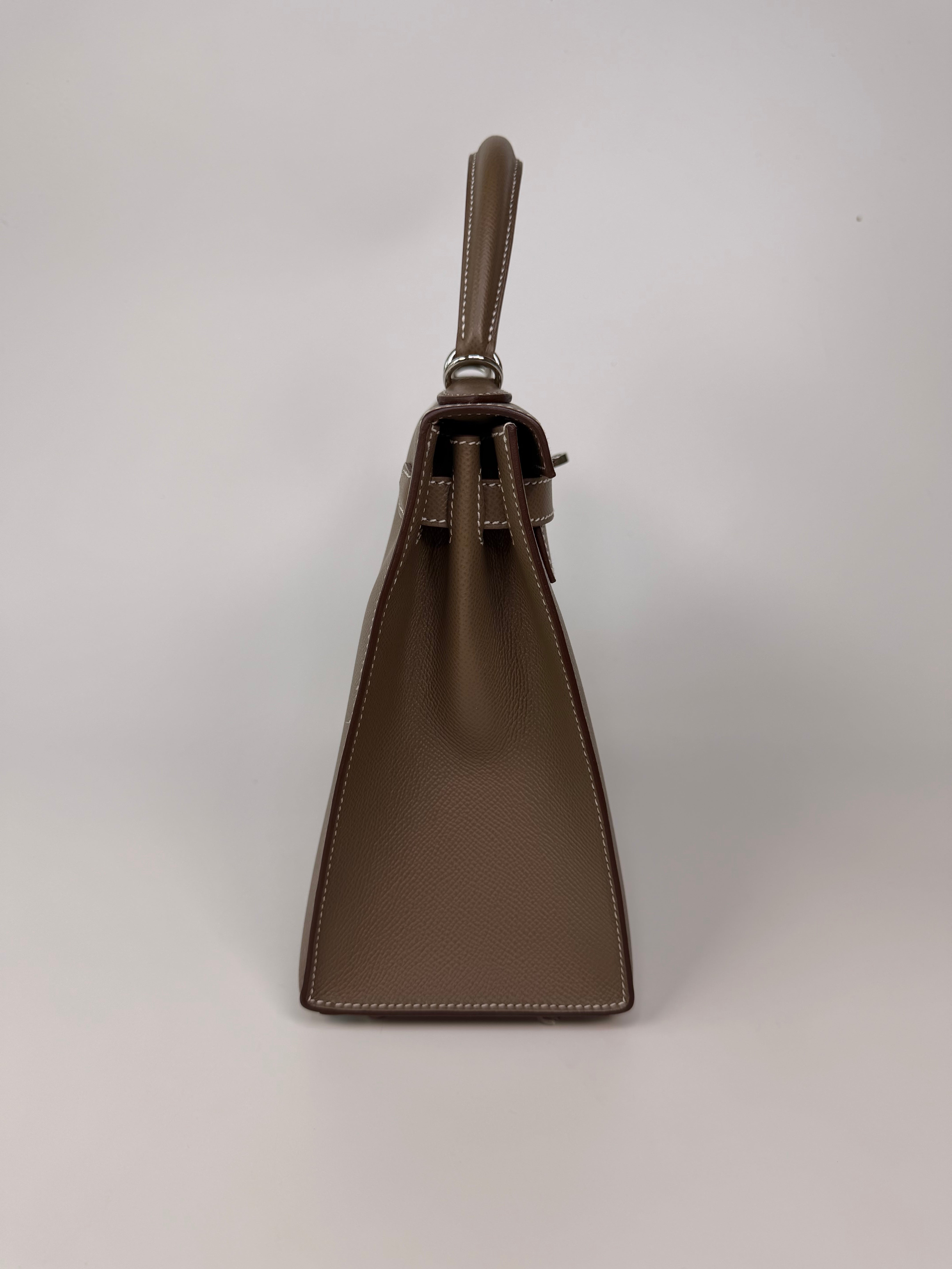 Hermès Kelly 28 In Etoupe Epsom Leather With Palladium Hardware
