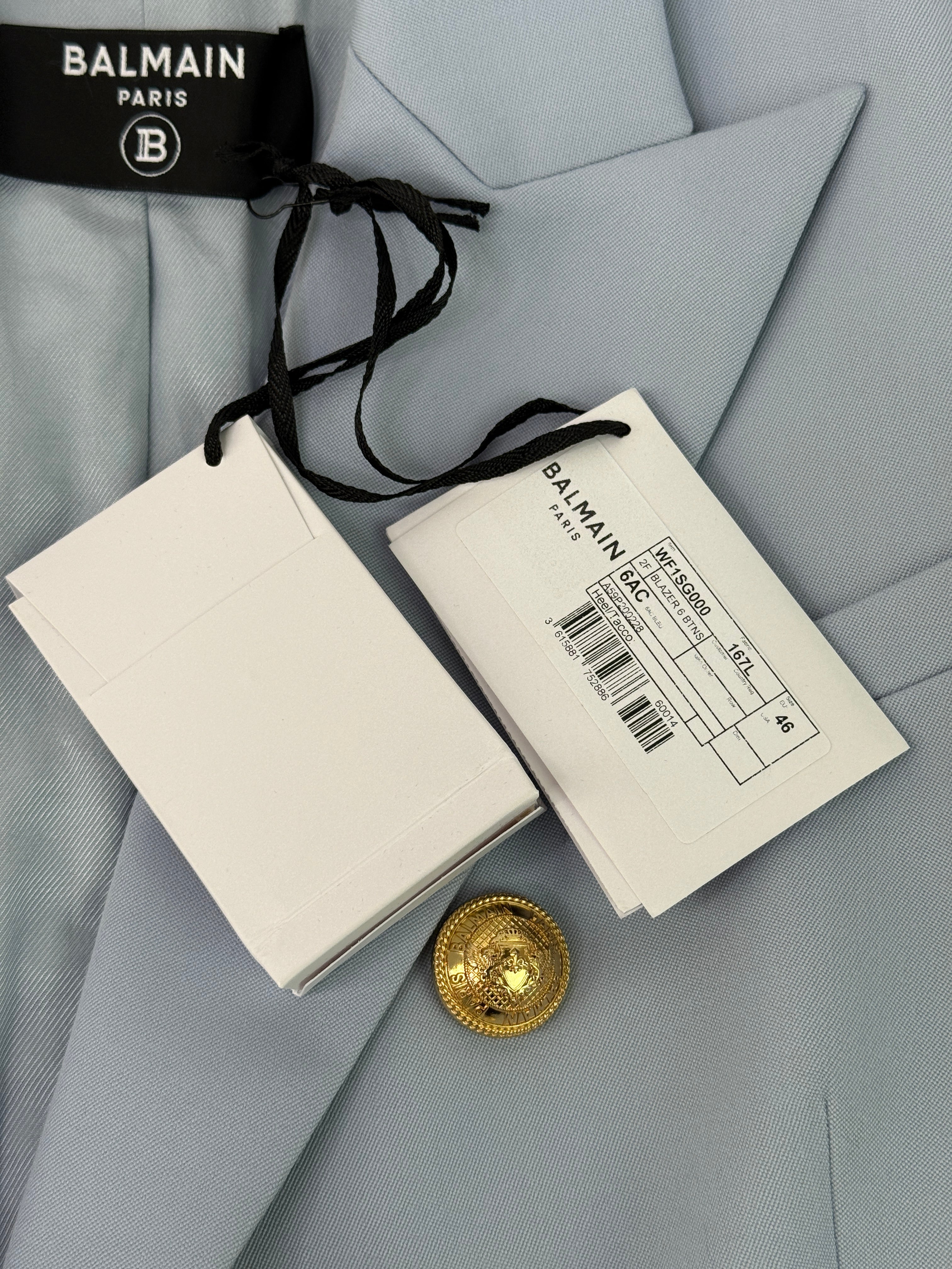 Balmain Powder Blue Blazer (Size FR46/UK18)