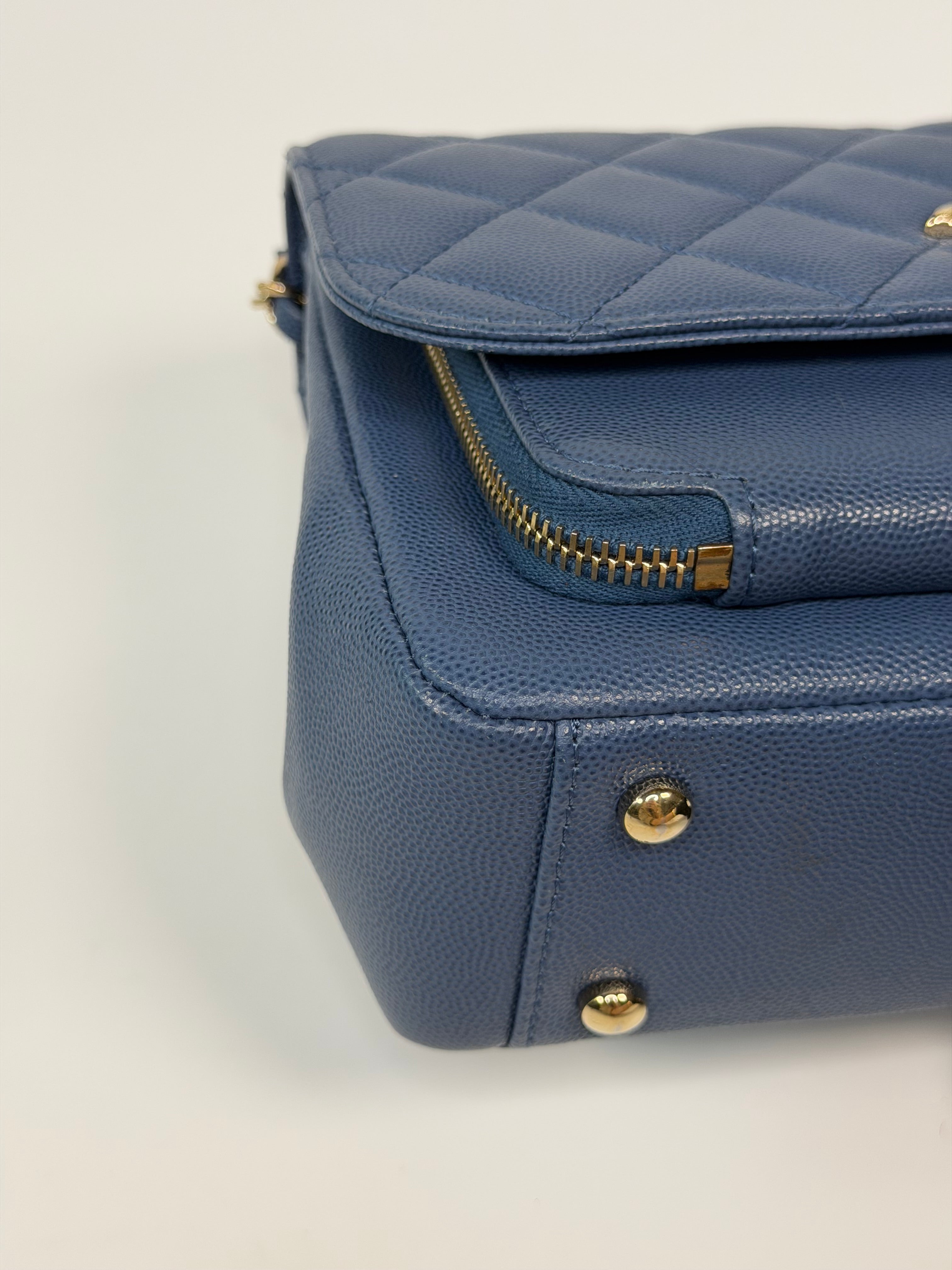 Chanel Medium Business Affinity Bag In Blue Caviar With Gold Hardware
