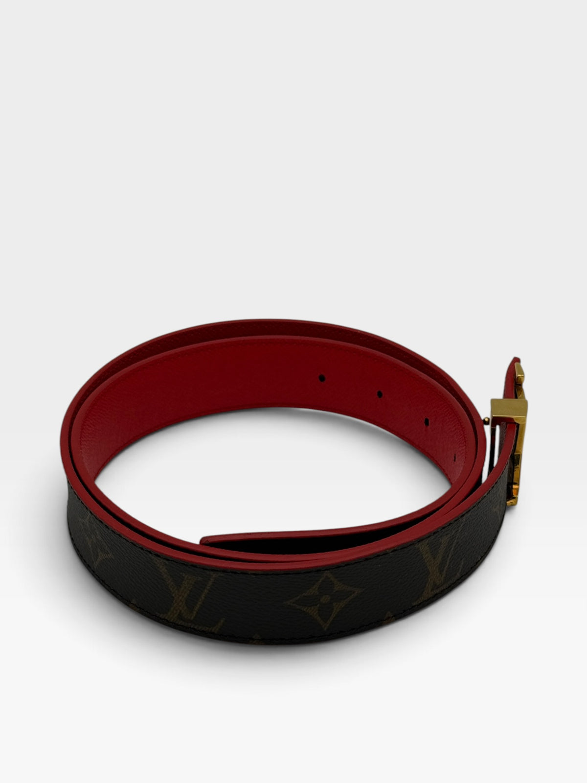 Louis Vuitton Iconic 25MM Reversible Belt Monogram/Red. 100% authentic and preloved in excellent condition