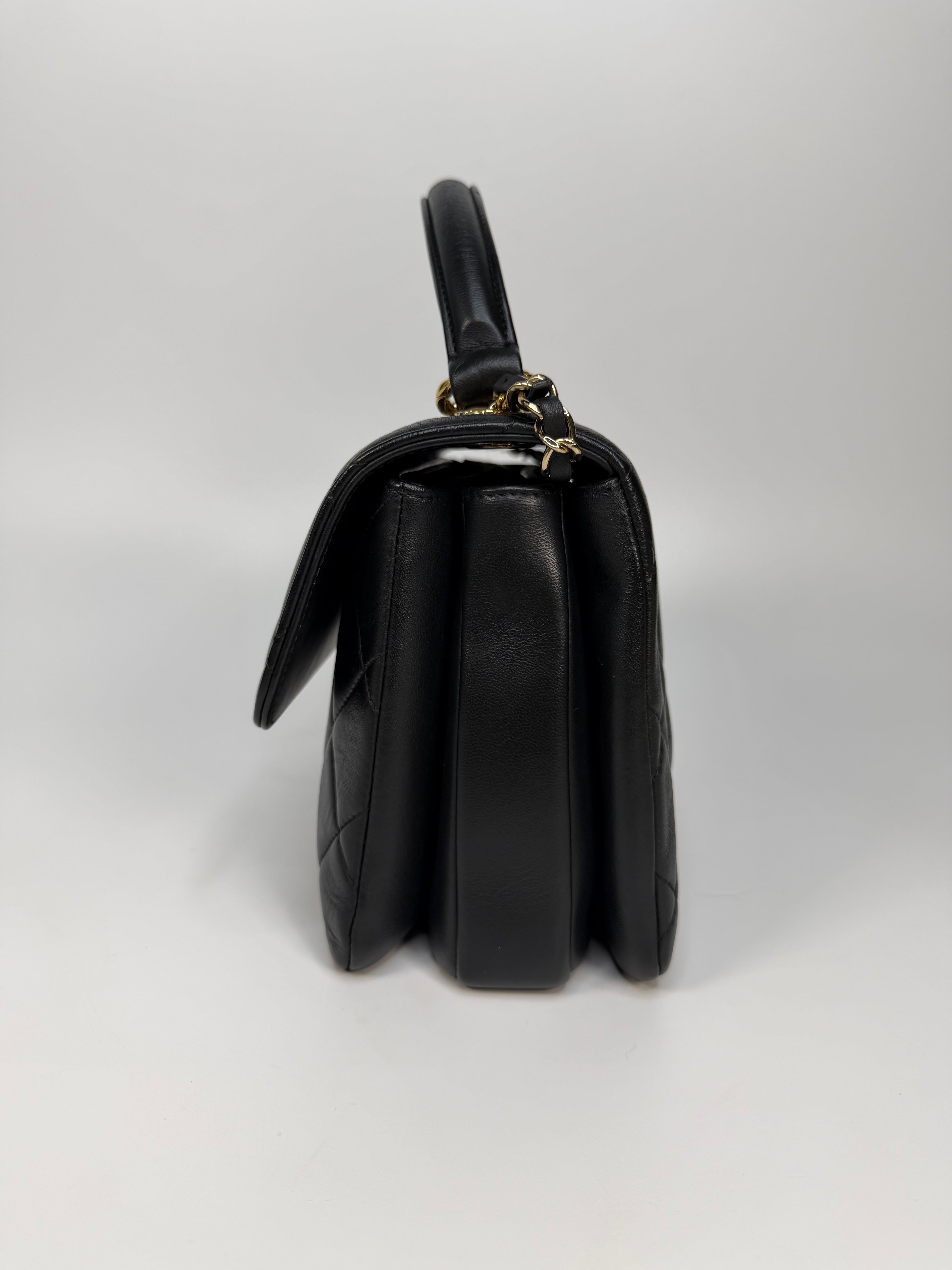 Chanel Small Trendy Top Handle In Lambskin Leather With Gold Hardware. Authentic and preloved in excellent condition.
