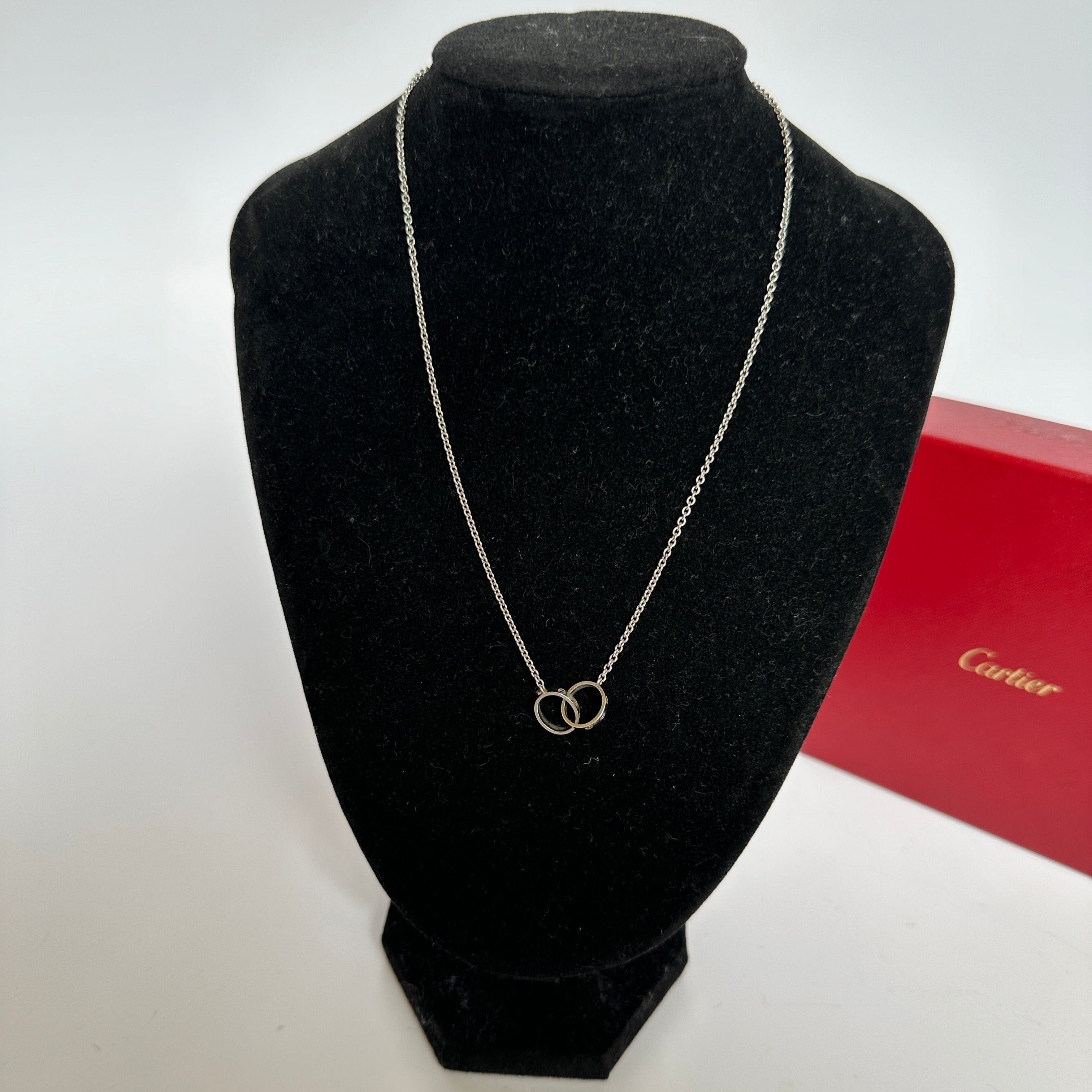 cartier interlocking love necklace in 18ct white gold